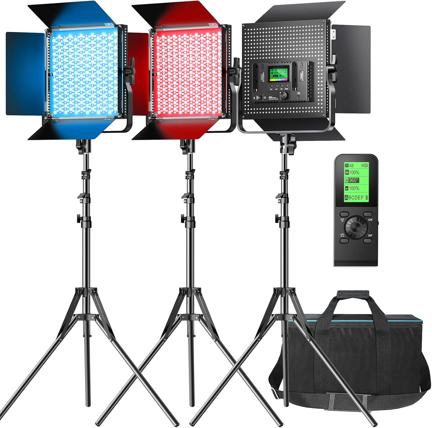 RGB LED Photography Light with Wireless Remote, 2600k-10000k CRI 97+ RGB LED Video Light for YouTube Studio, 3 Packs Led Panel Light for Gaming/Streaming/Zoom