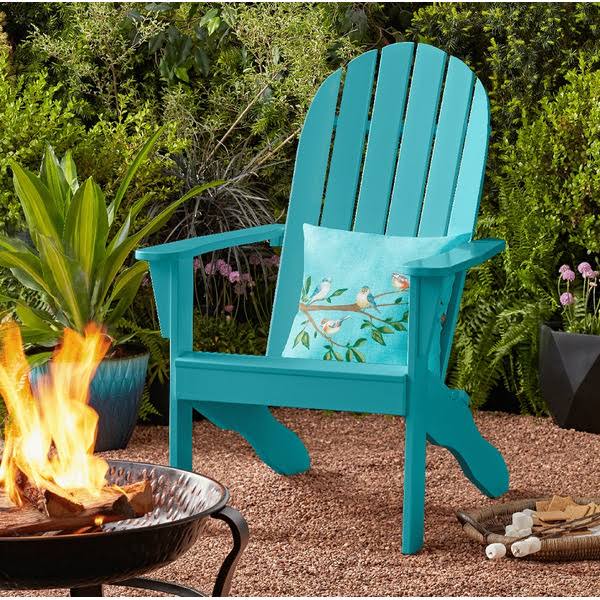 Mainstays Wood Outdoor Adirondack Chair - Turquoise Blue Color - Each