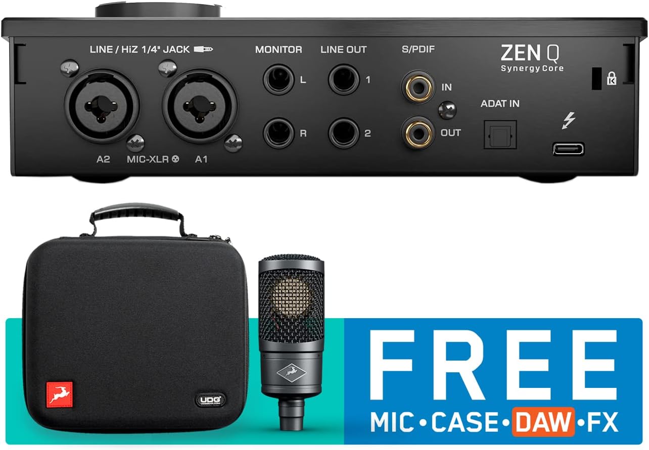 Antelope Audio Zen Q Synergy Core 14x10 Bus-Powered Thunderbolt 3 Audio Interface with Edge Solo Mic, Bitwig Studio DAW, Limited Edition Case and 80+ FX