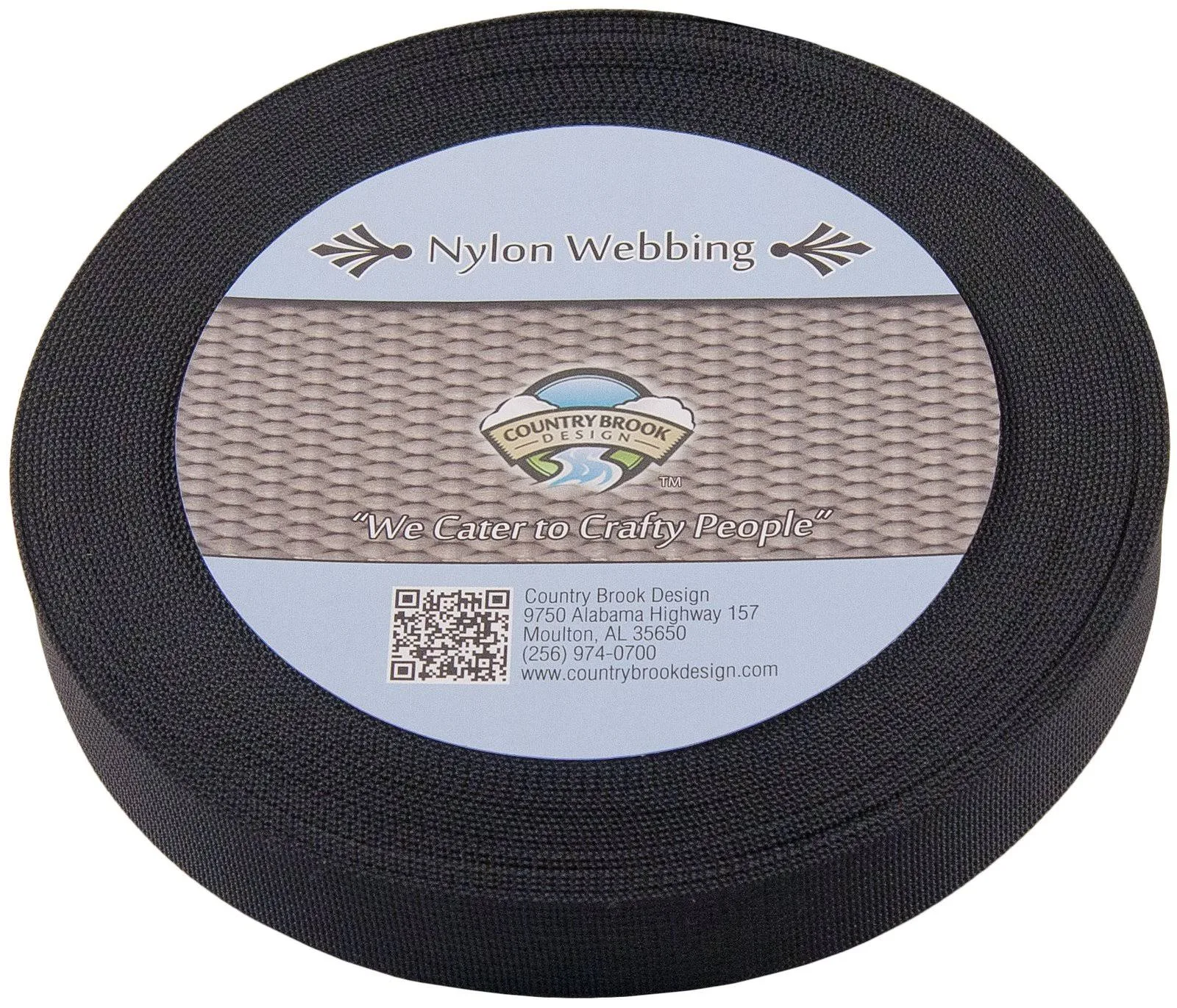 Country Brook Design 1 inch Black Lite Weight Nylon Webbing, 100 Yards