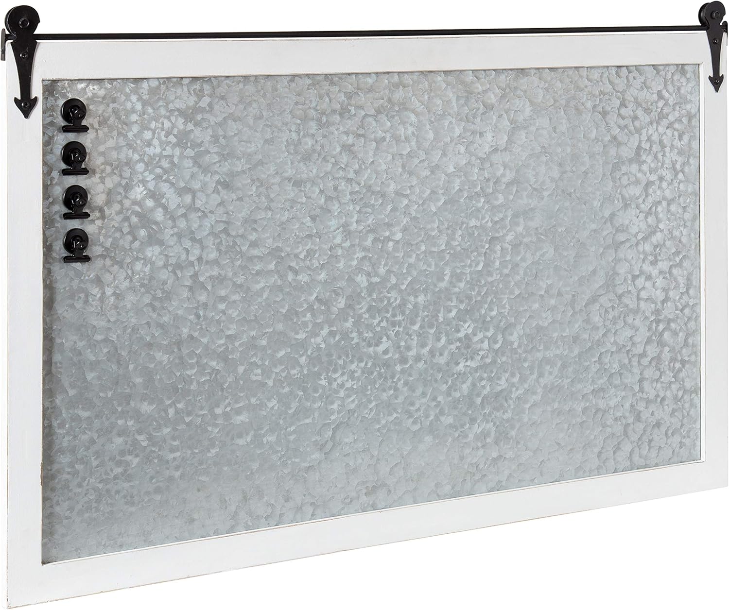 Kate and Laurel Cates Rustic Magnetic Metal Wall Organizer, 21.5 x 32, Black, Farmhouse Wall Decor with Function