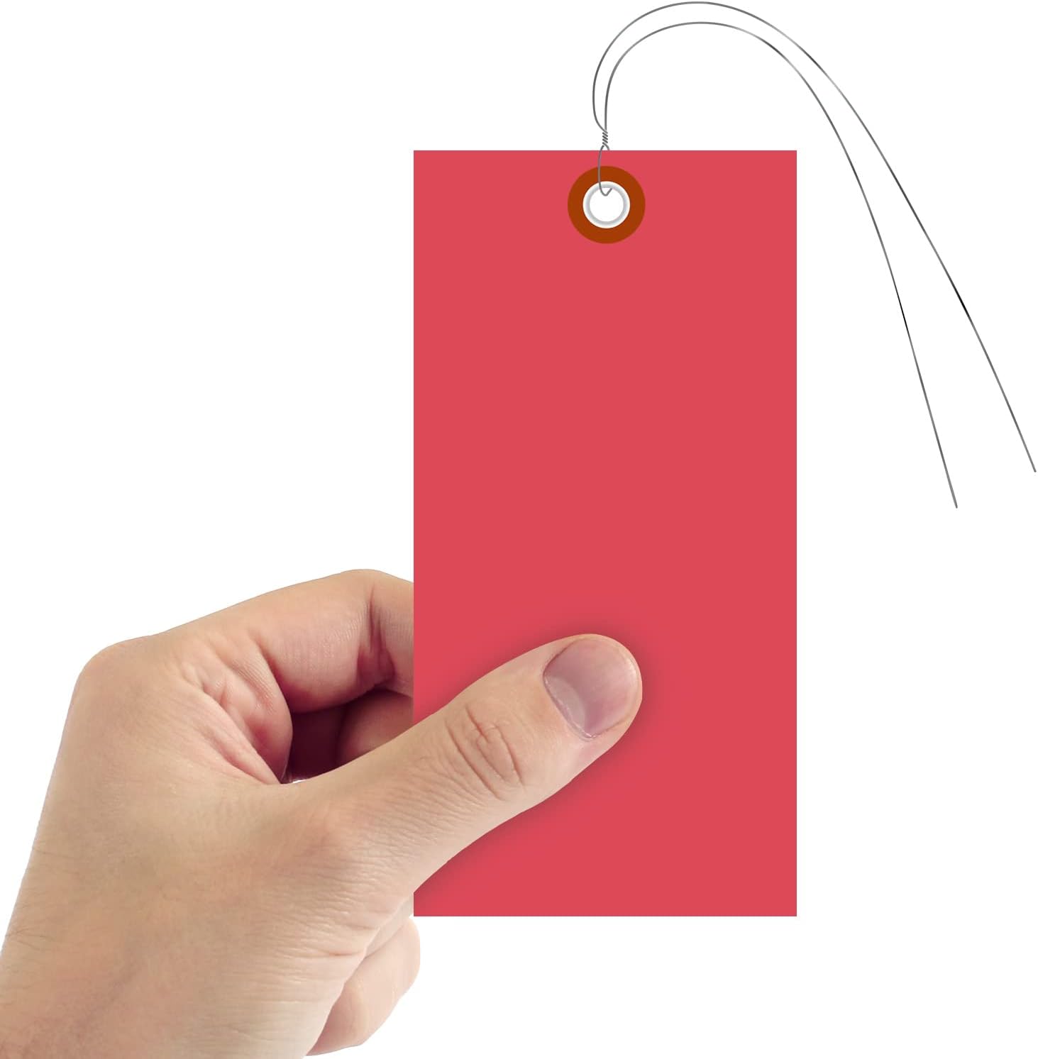 SmartSign (Pack of 1000) Red Plastic Tags with Wires, 6.25 x 3.125 inch, Metal Eyelet, 10 mil Tear-Proof Polylith Plastic, Writable