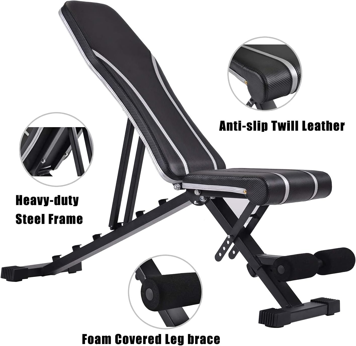 GAOPAN Adjustable Bench,Utility Weight Bench for Full Body Workout- Multi-Purpose Foldable incline/decline Fitness Equipment Bench Sit ups Exercise Station Home Gym, Black Pack of 2