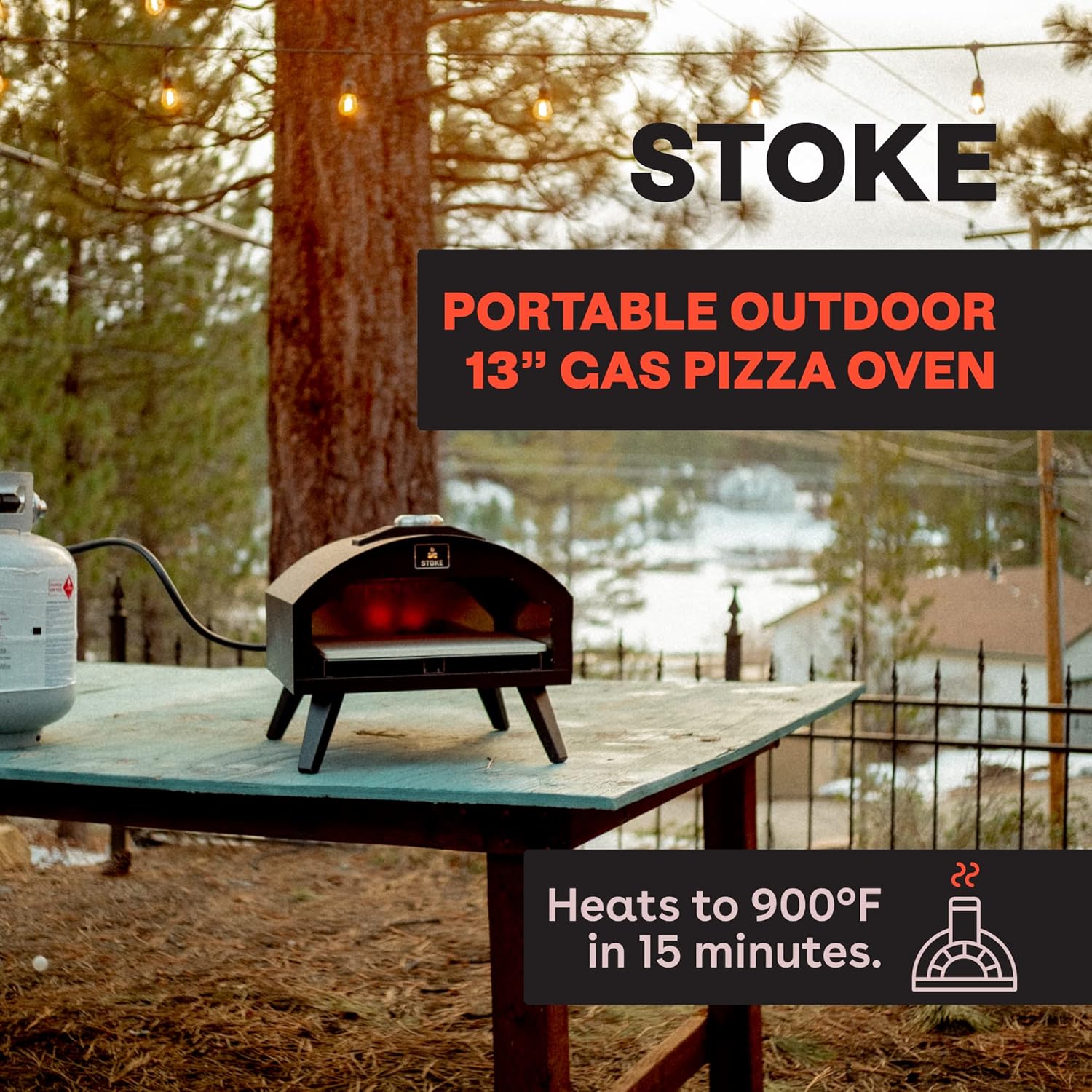 Stoke Gas Pizza Oven - Portable Propane Pizza Oven 13 Inch, Gas Outdoor Pizza Maker for Backyard Pizza Parties and Kitchens, Travel Bag & Pizza Stone Included