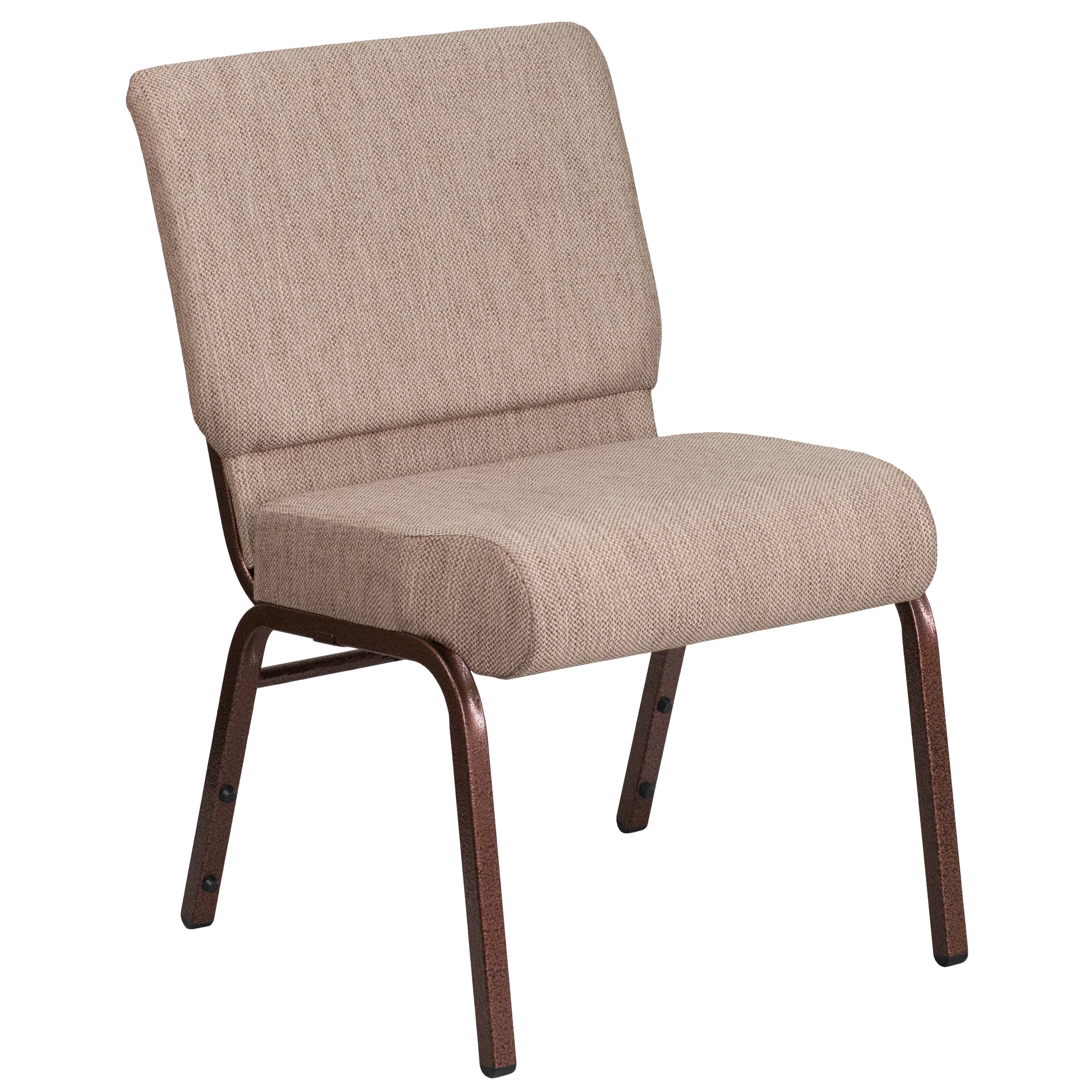 Lancaster Home Hercules Series 21&&w Stacking Church Chair Beige Fabric/Copper Vein Frame