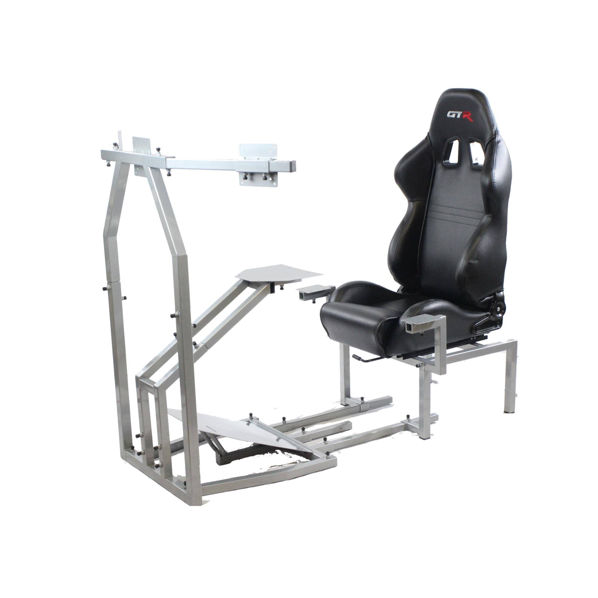 GTR Simulator CRJ Flight Simulator Silver Frame with Black Seat