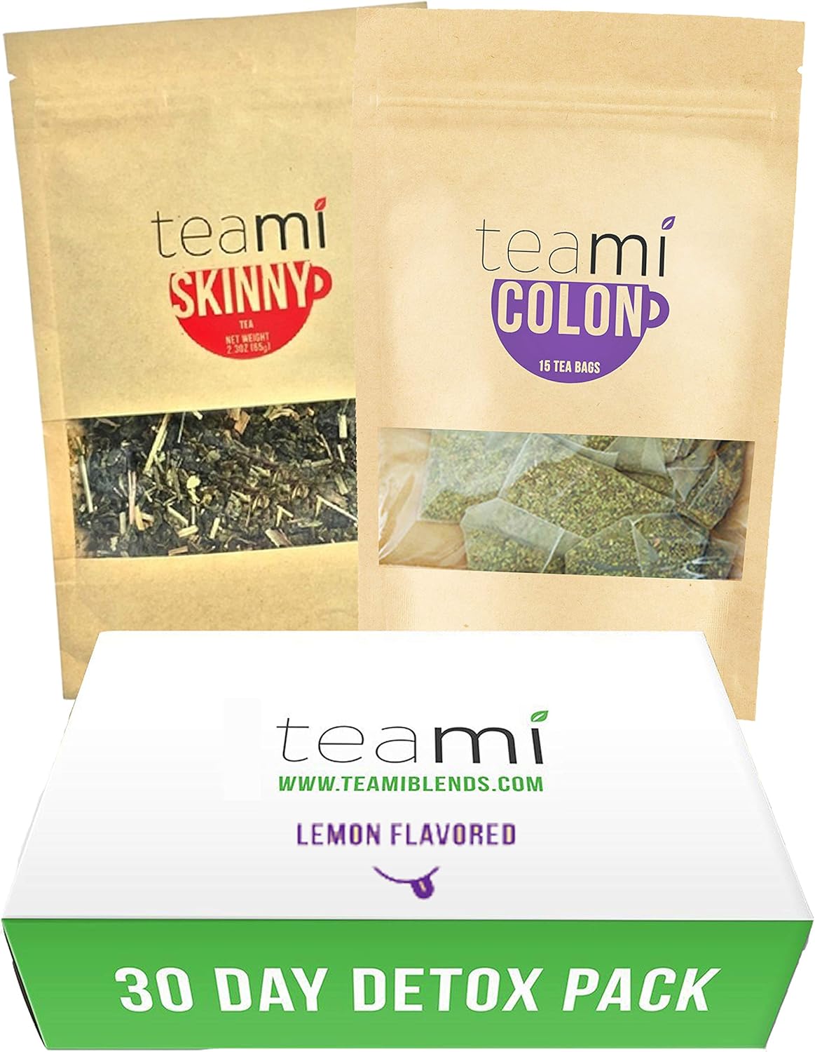 Teami® 30-Day Detox Tea Pack: All-Natural Teatox Kit with Teami Skinny & Teami Colon Cleanse Loose Leaf Herbal Teas (Lemon) Pack of 2