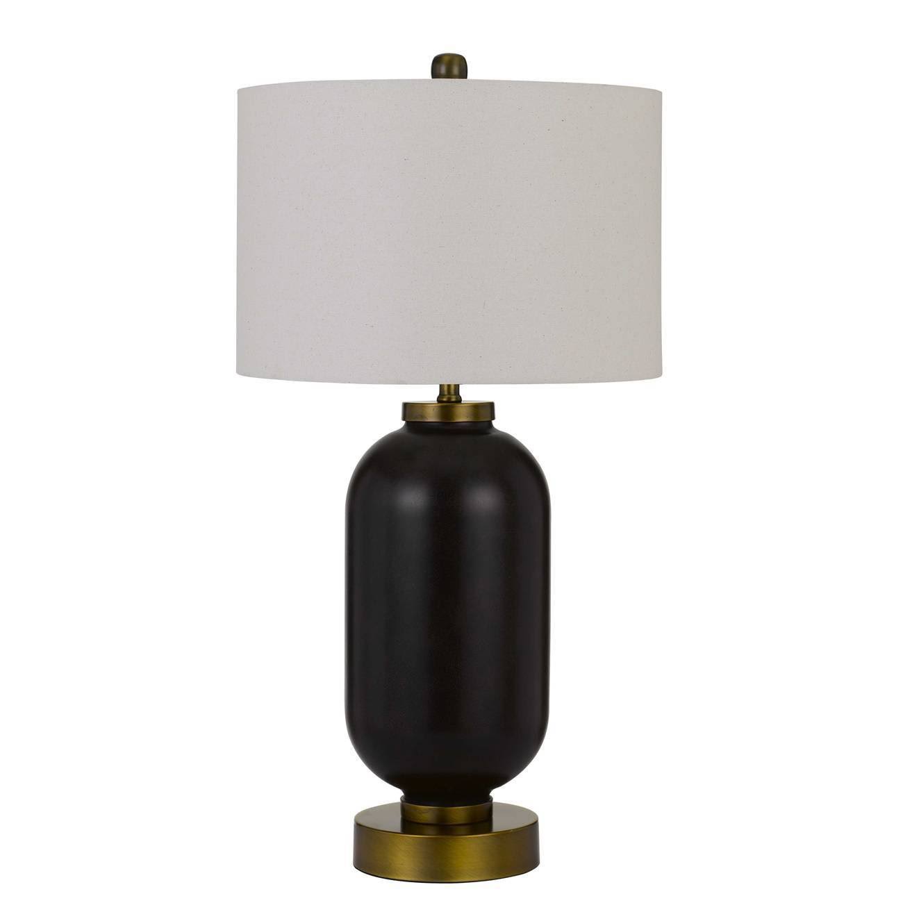 34x22 Sycamore Glass Table Lamp with Drum Shade Antique Brass/Black - Cal Lighting