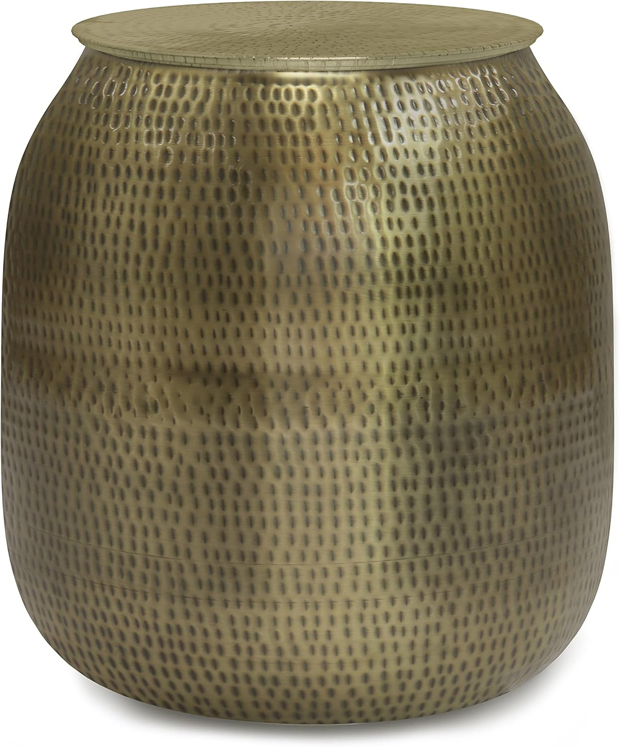 SIMPLIHOME Griffen Contemporary 19 inch Wide Metal Storage Accent Side Table in Antique Gold, Fully Assembled, End, Bedside Table and Nightstand, for the Living Room and Bedroom