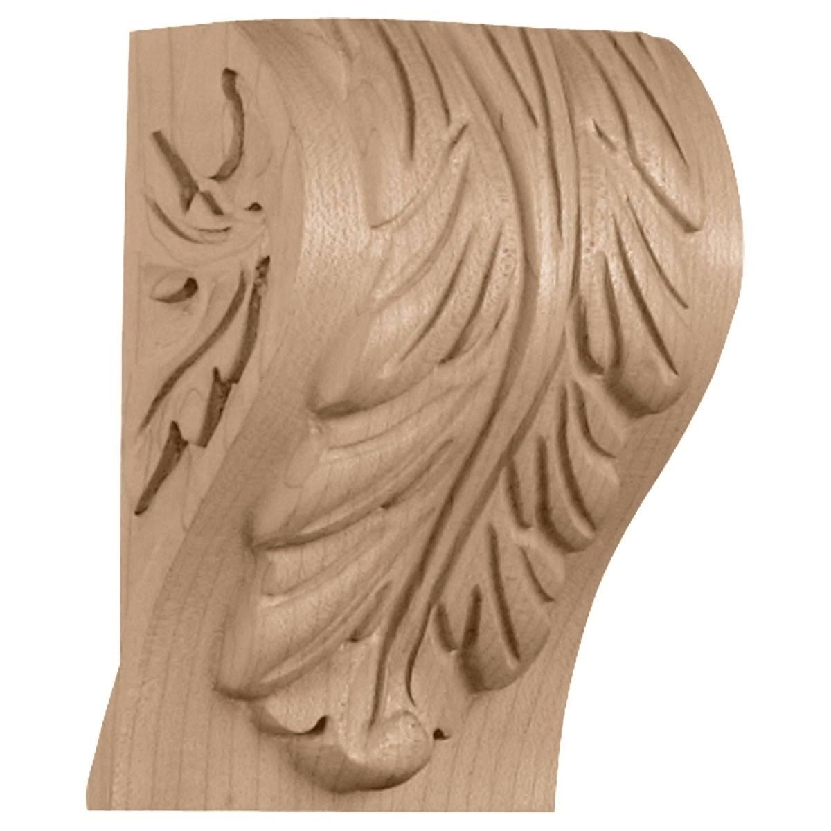 Ekena Millwork CORBA1RO 3.25 x 2.75 x 5 in. Extra Small Block Acanthus Leaf Corbel Red Oak