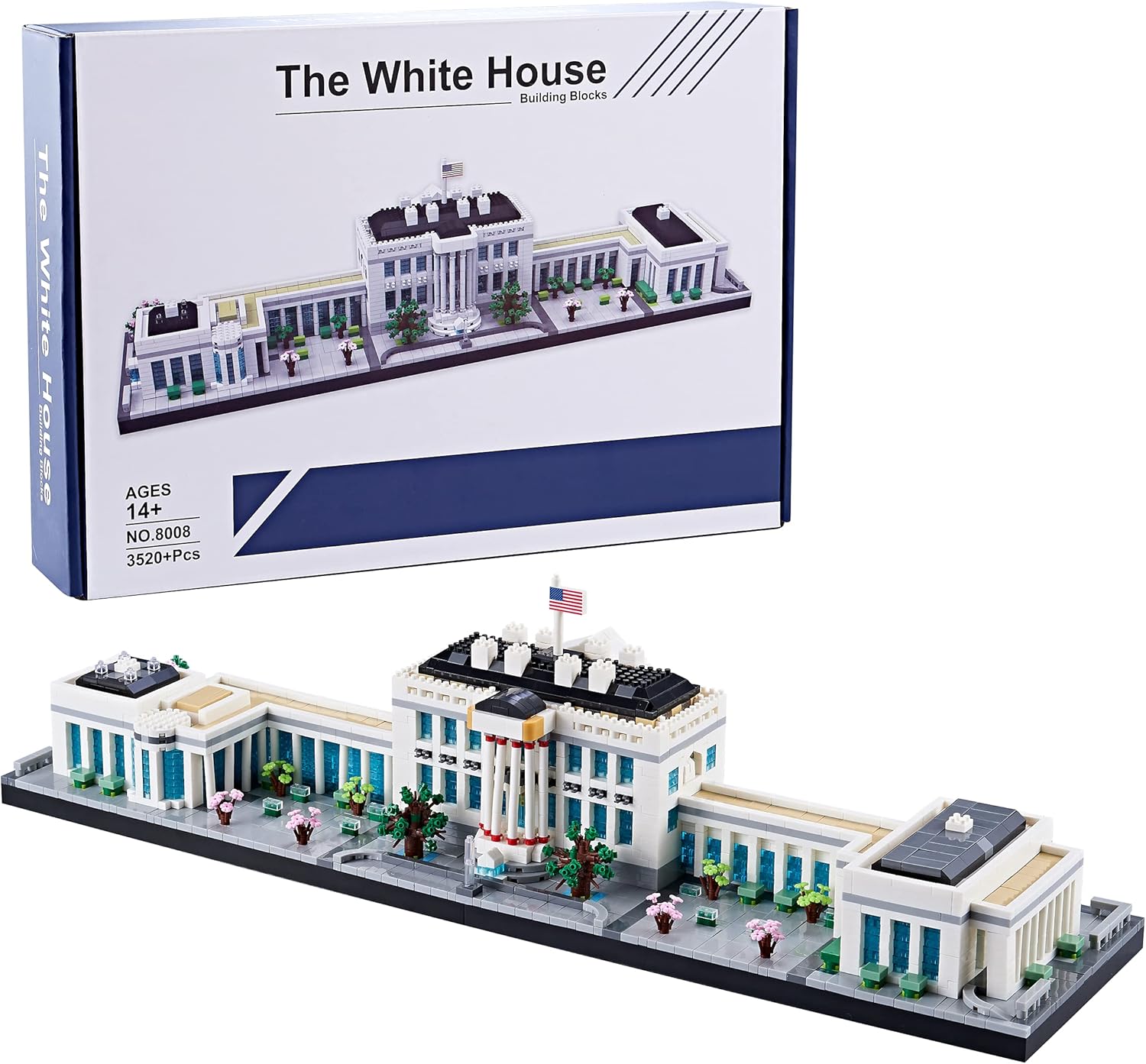 DAFDAG Big Architecture The White House Model Building Kit 3520+ pcs，A Great Micro Block Gift for Adults and Kids（2021 New with Color Package）