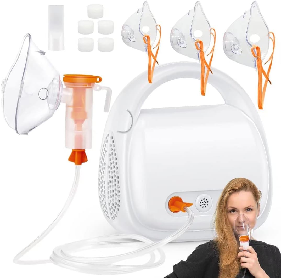 Compressor Nebulizer Machine for Adults and Kids with 1 Set Accessory, Jet Nebulizers Personal Steam Inhaler Cool Mist Compressor System for Kids Adults,Low Noise Nebulizer