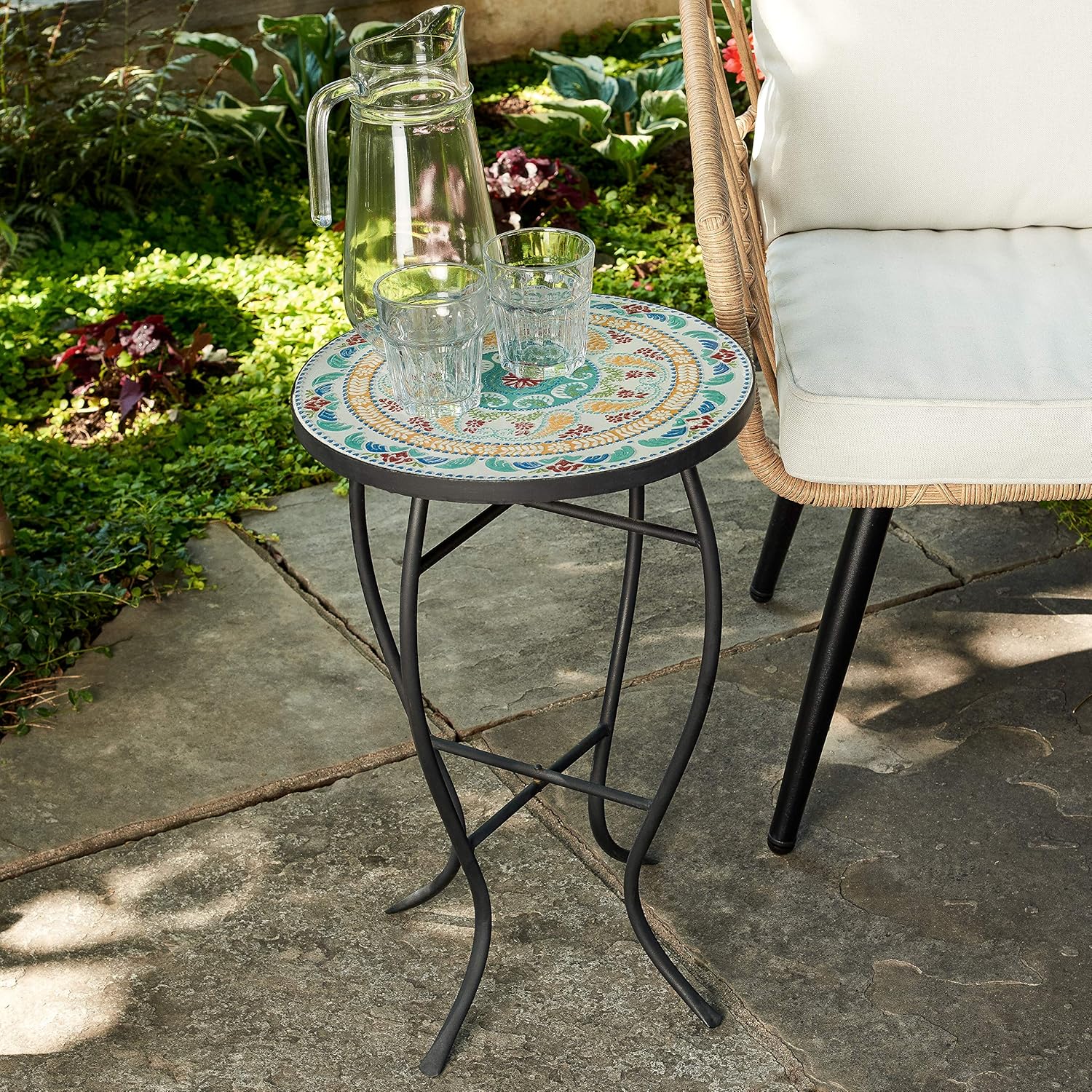 Quality Outdoor Living 29-KY03WH Accent Side Table, White