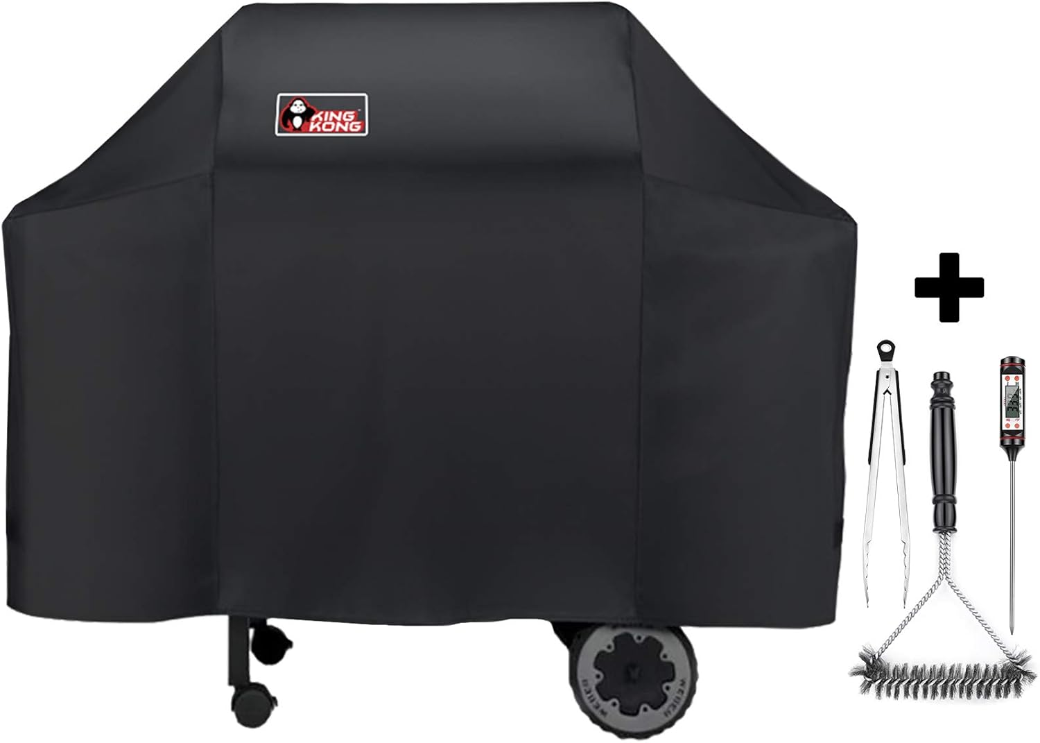 Kingkong 7573/7106 Cover for Weber Spirit 200, 300 Series and Genesis Silver Gas Grill Brush, Tongs and Thermometer Pack of 2