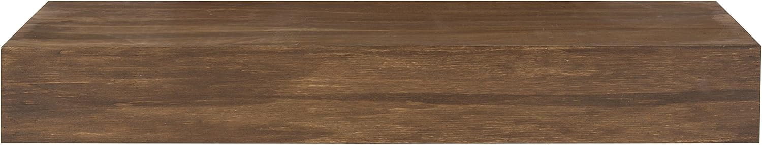 Kate and Laurel Boxx Floating Wooden Wall Mantel Shelf, 24 Inches, Rustic Brown Pack of 2