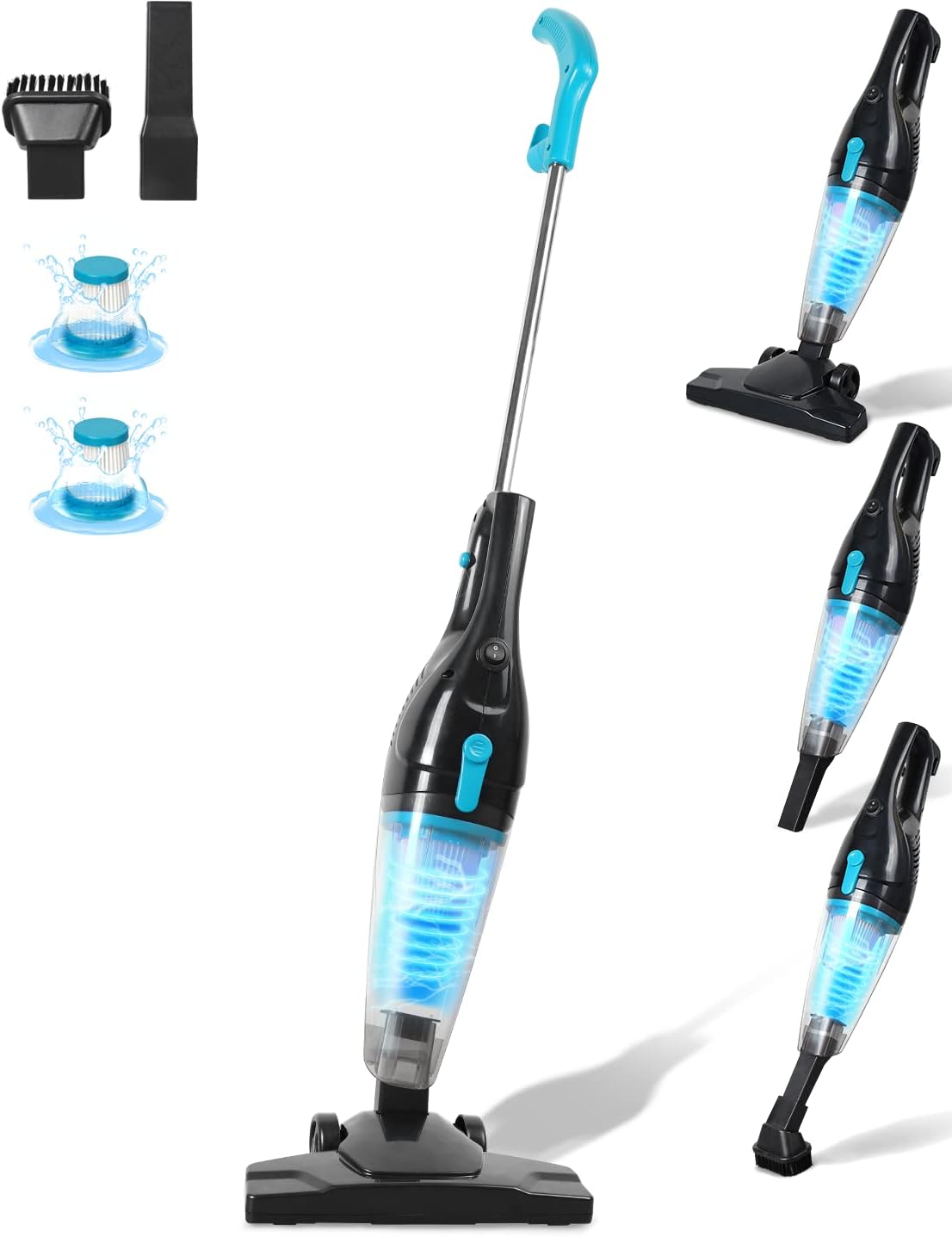 Intercleaner Corded Vacuum Cleaner, 12KPa Powerful Suction with 400W Motor, 4 in 1 Lightweight Bagless Stick Vac with Handheld for Pet Hair Hard Floor and Carpet