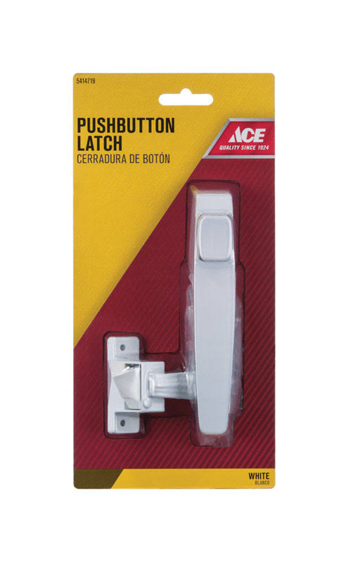 Ace Interior/Exterior Steel White Push Button Latch(01-3815-321)