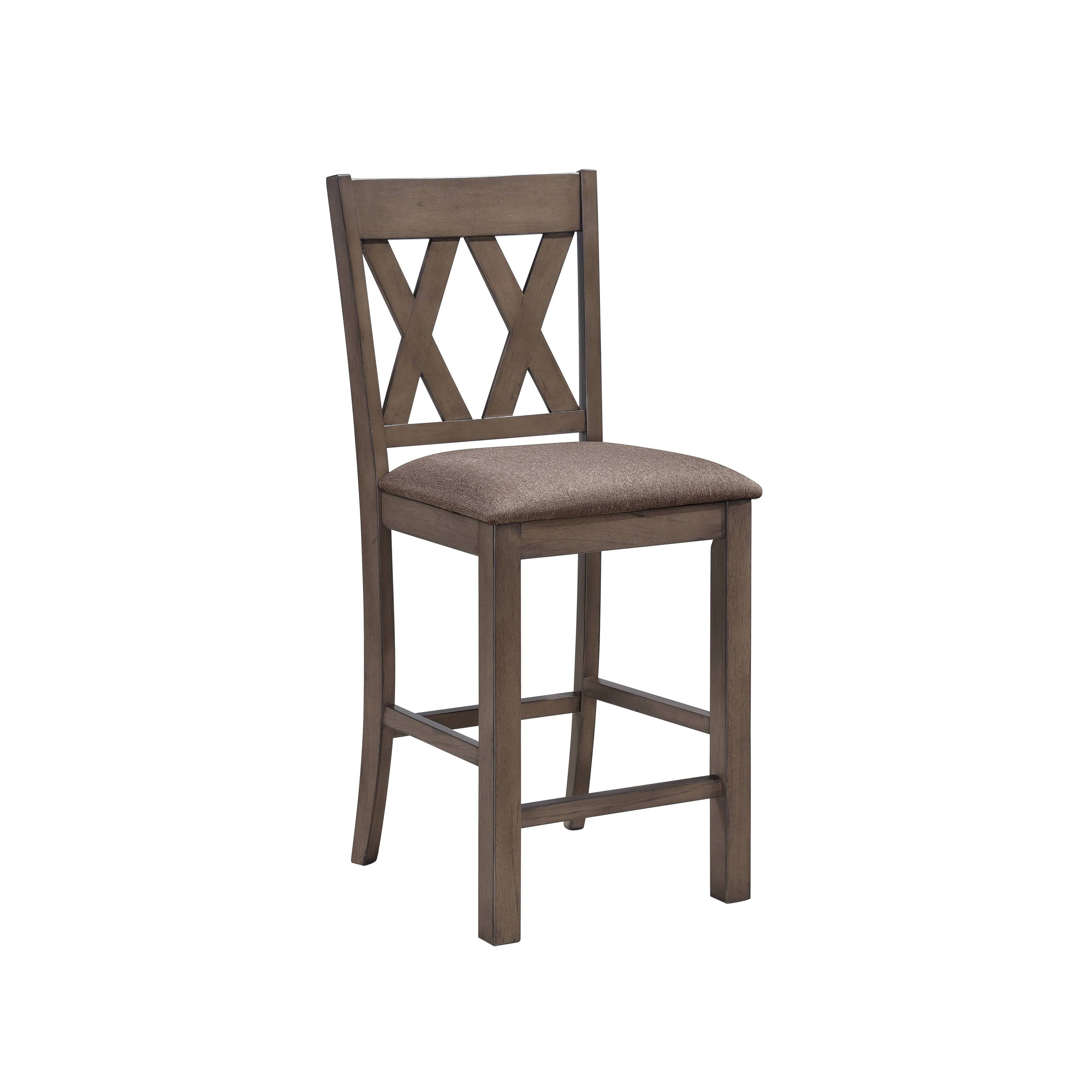 Acme Scarlett Counter Height Chair - Set of 2 Brown Fabric and Walnut