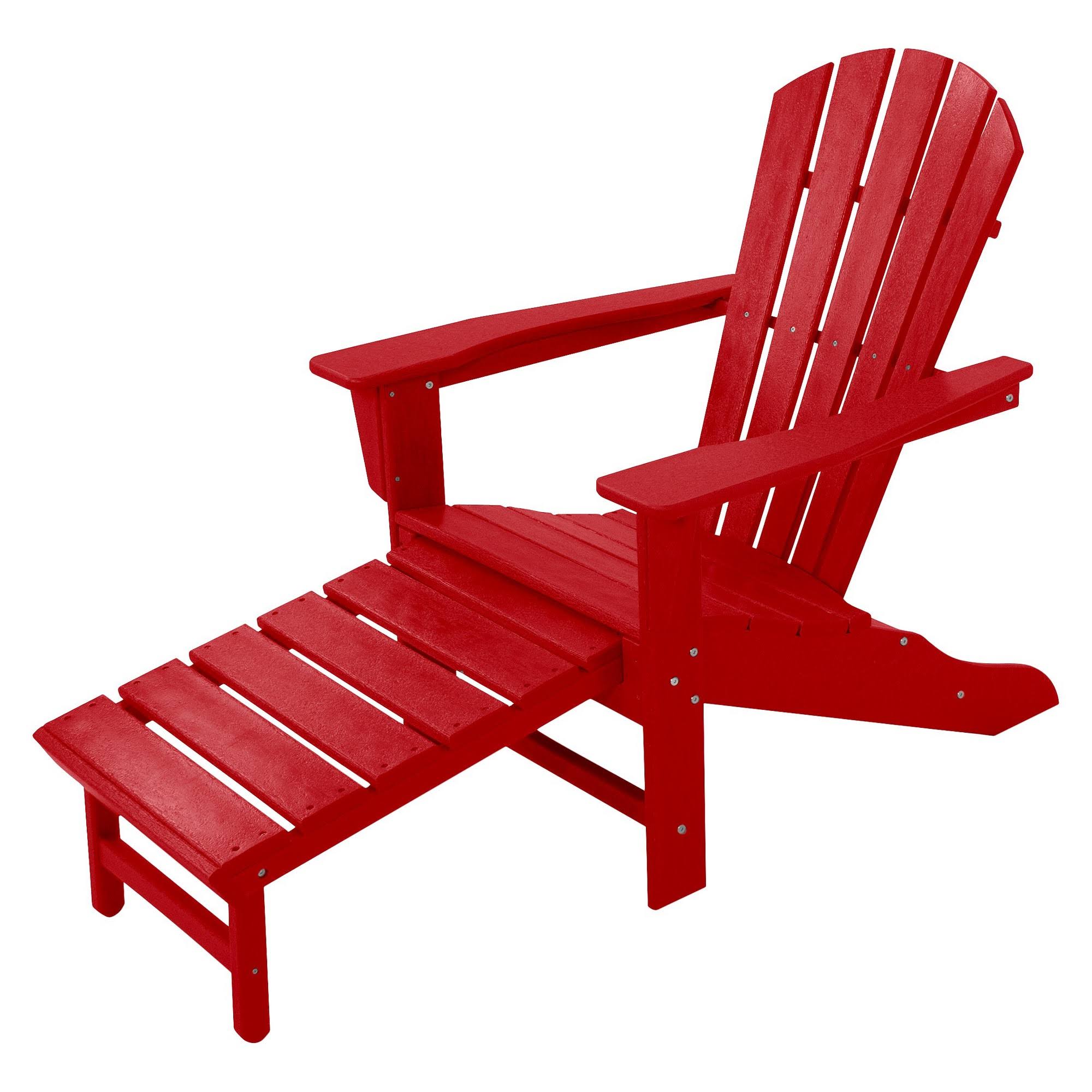 POLYWOOD; South Beach Ultimate Adirondack Chair with Hideaway Ottoman - Sunset Red