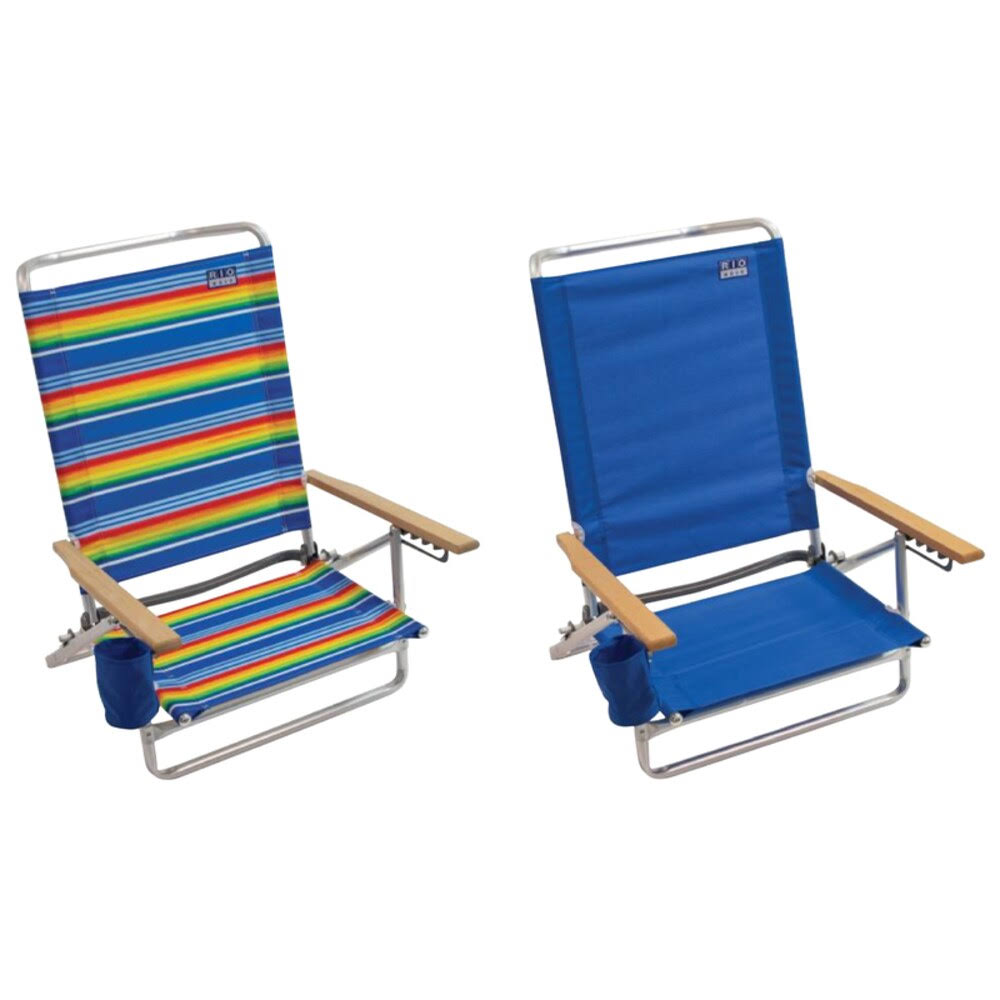 Rio Brands 8028397 5 Position Adjustable Assorted Colors Beach Folding Chair Pack of 4