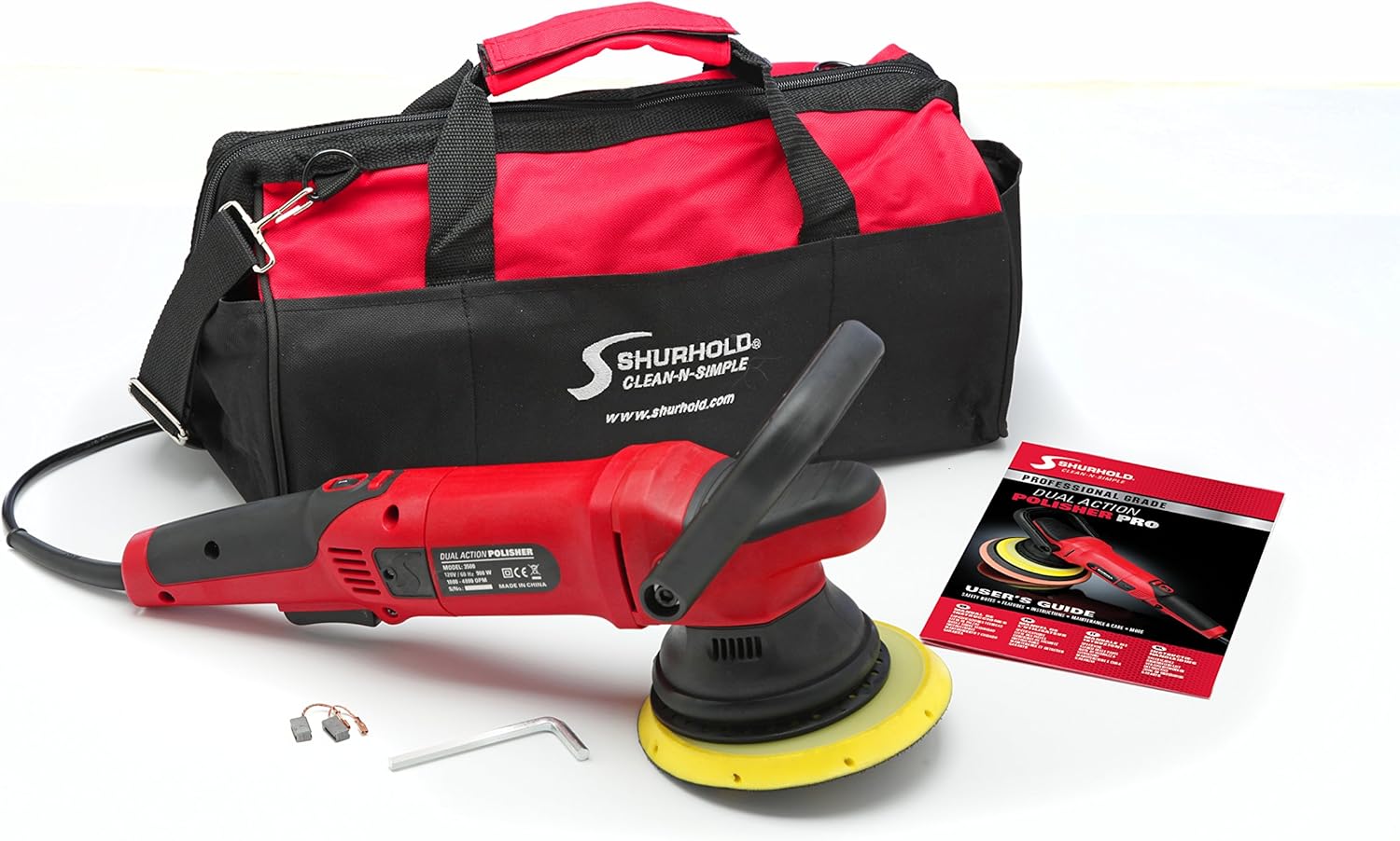 Shurhold 3500 Professional Grade Long Throw Dual Action Polisher Pro Car Boat Buffer Polisher with Carrying Bag, Adjustable D-Handle, Powerful Motor and 6 Variable Speed Control