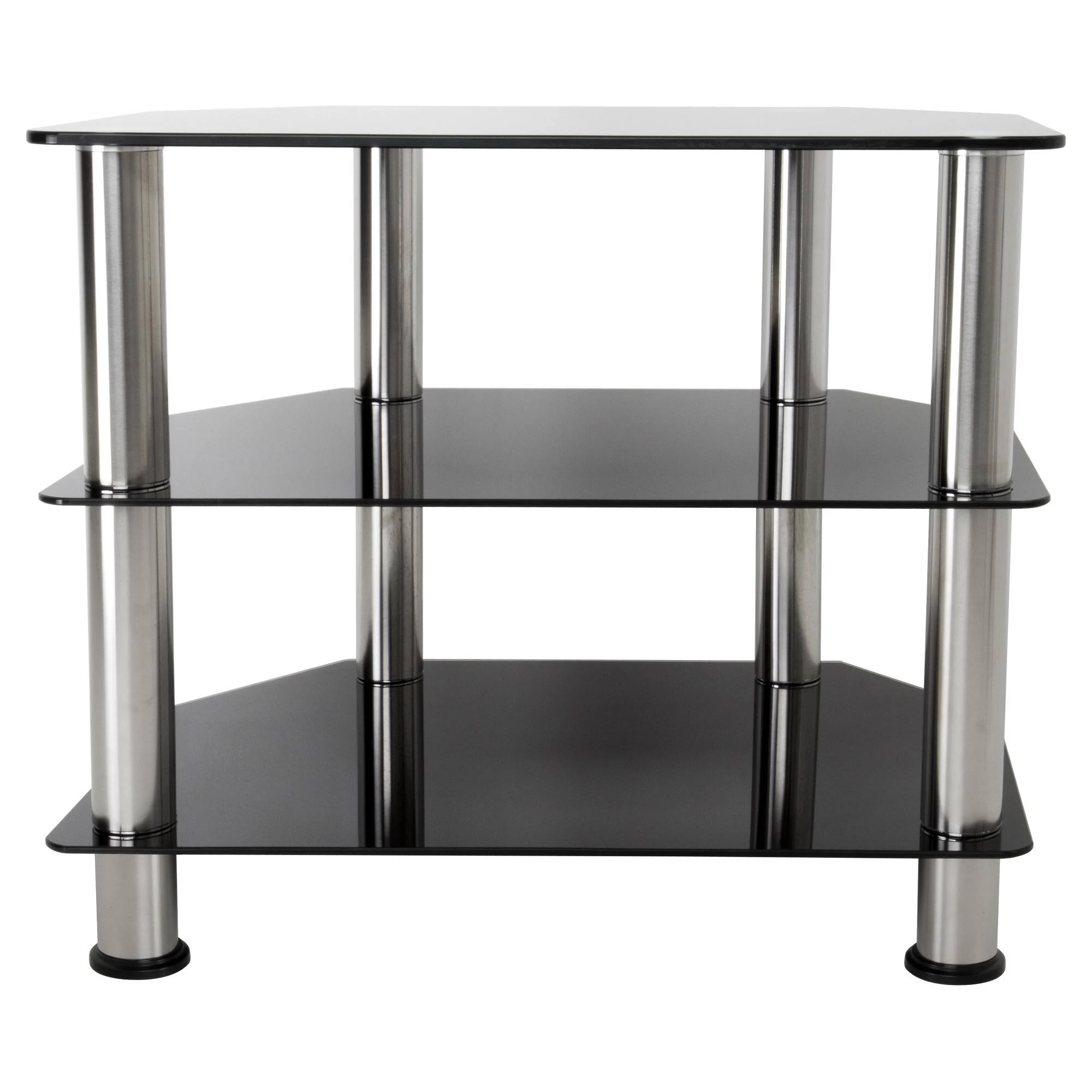 AVF Glass Floor Stand with Chrome Legs, Black