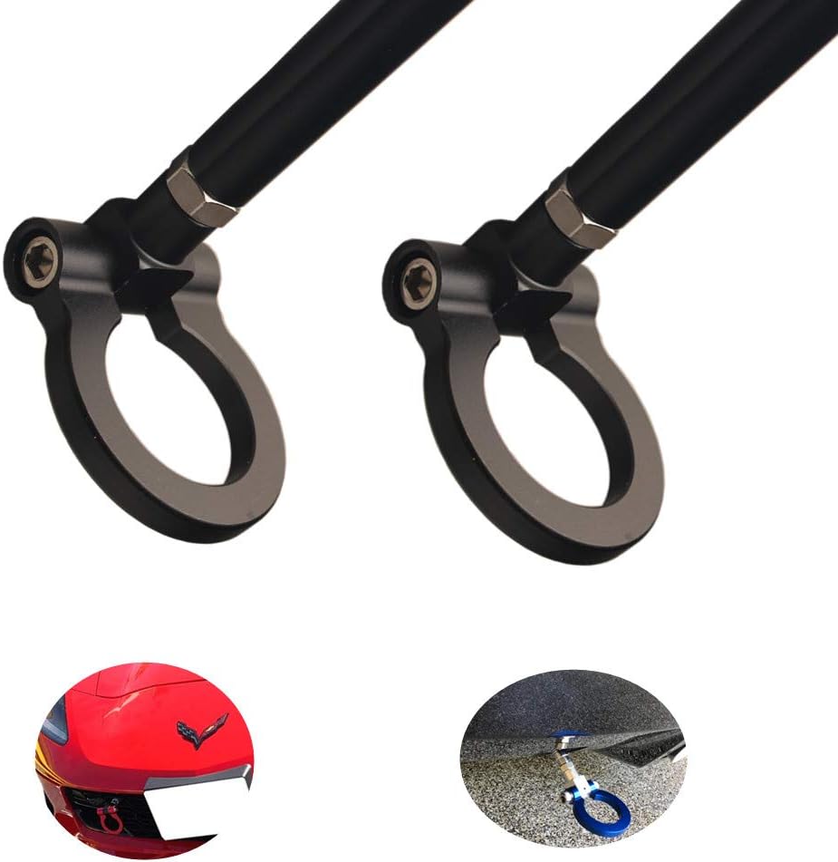 DEWHEL Racing Sports Track Racing Style Aluminum Tow Hook Front Rear for 14-21 Chevrolet Corvette C7 Z06 ZR1 Stingray Z51 (Red) Pack of 2