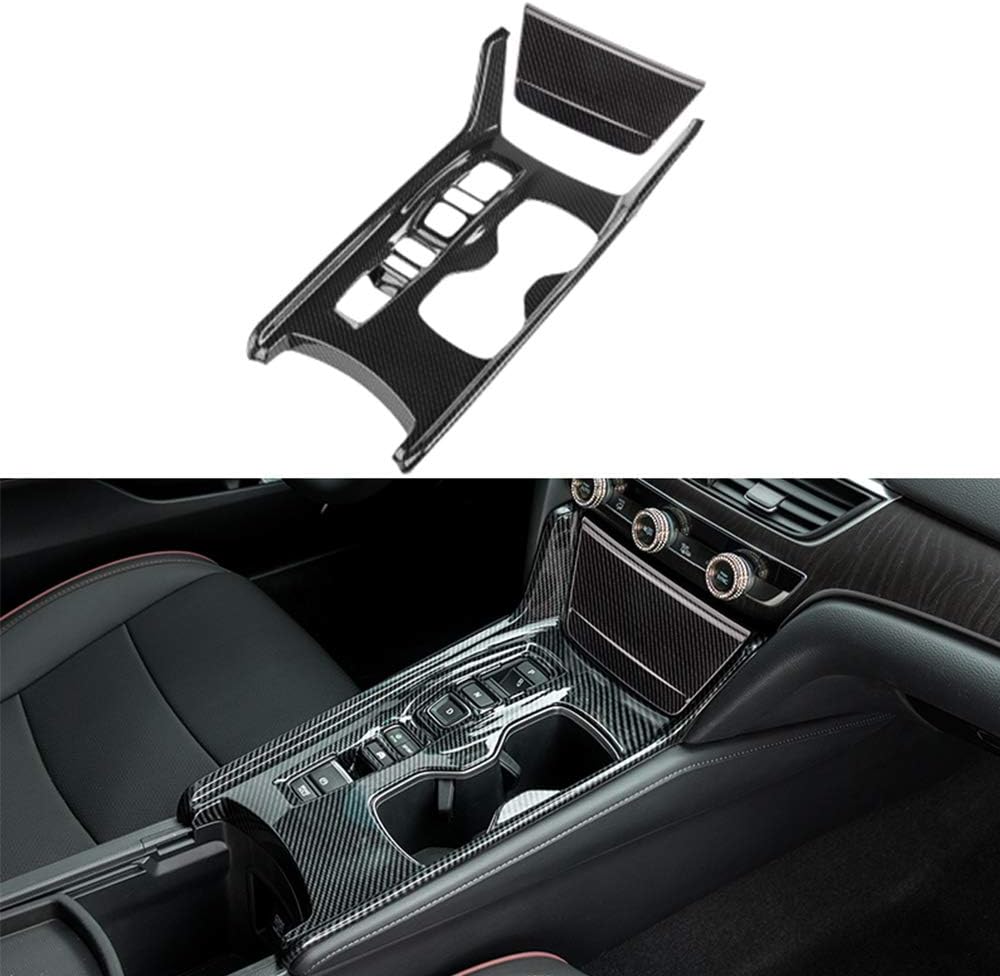 XITER 2PCS ABS Carbon Fiber Car Interior Console Gear Shift Panel Cover Trim For Honda accord 10th 2018 2019 2020 2021 2022 (Not Fit gas/electric hybrid)-BLACK