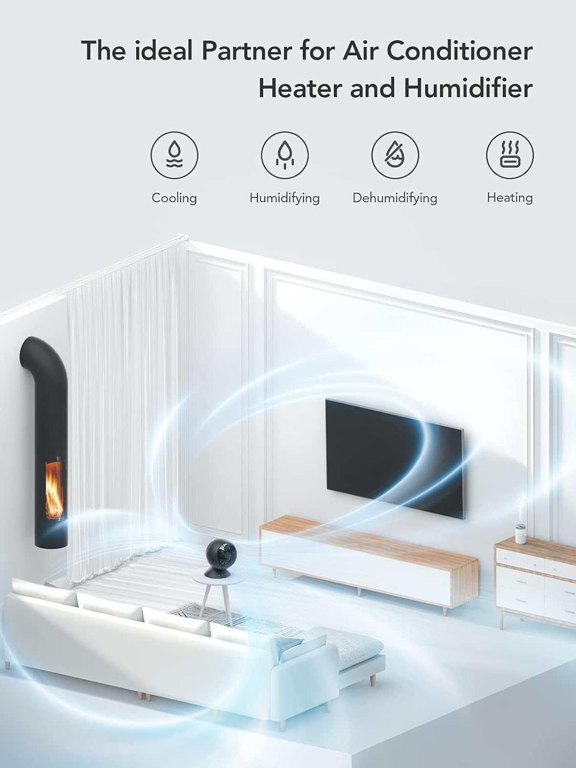 13 Inch Mid-size Cooling Fan Air Circulator, Oscillating Fan with Remote Control Portable Quiet for Home Office Use, KH-F533B, 13x10.4x10.4 in Pack of 2