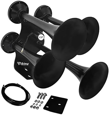 Viking Horns V310B Loud Low Pitch Sound 152dB, Black Powder Coated 4/Four Trumpet Train Sound Air Horn