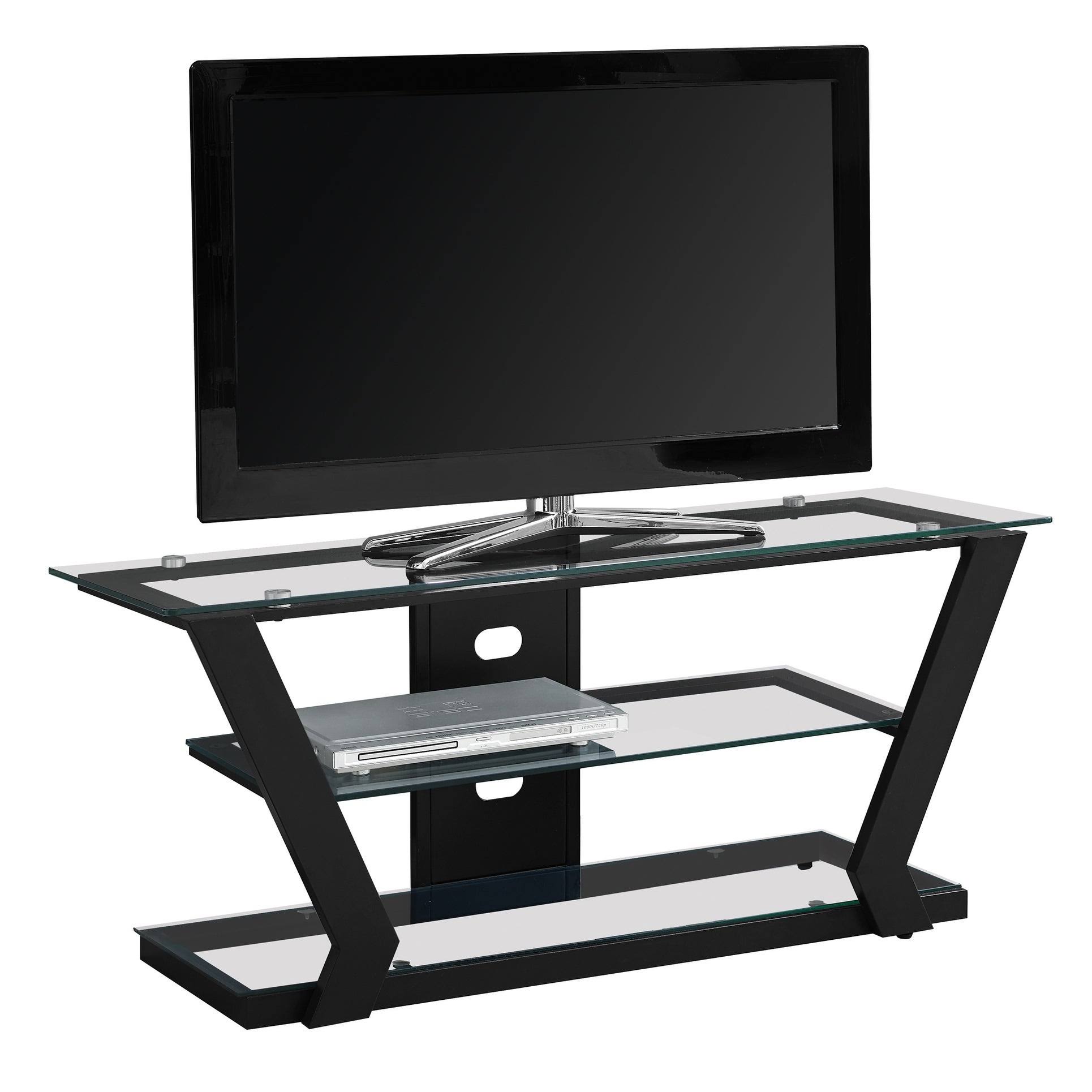 Monarch Specialties Black Metal with Tempered Glass 48nch TV Stand