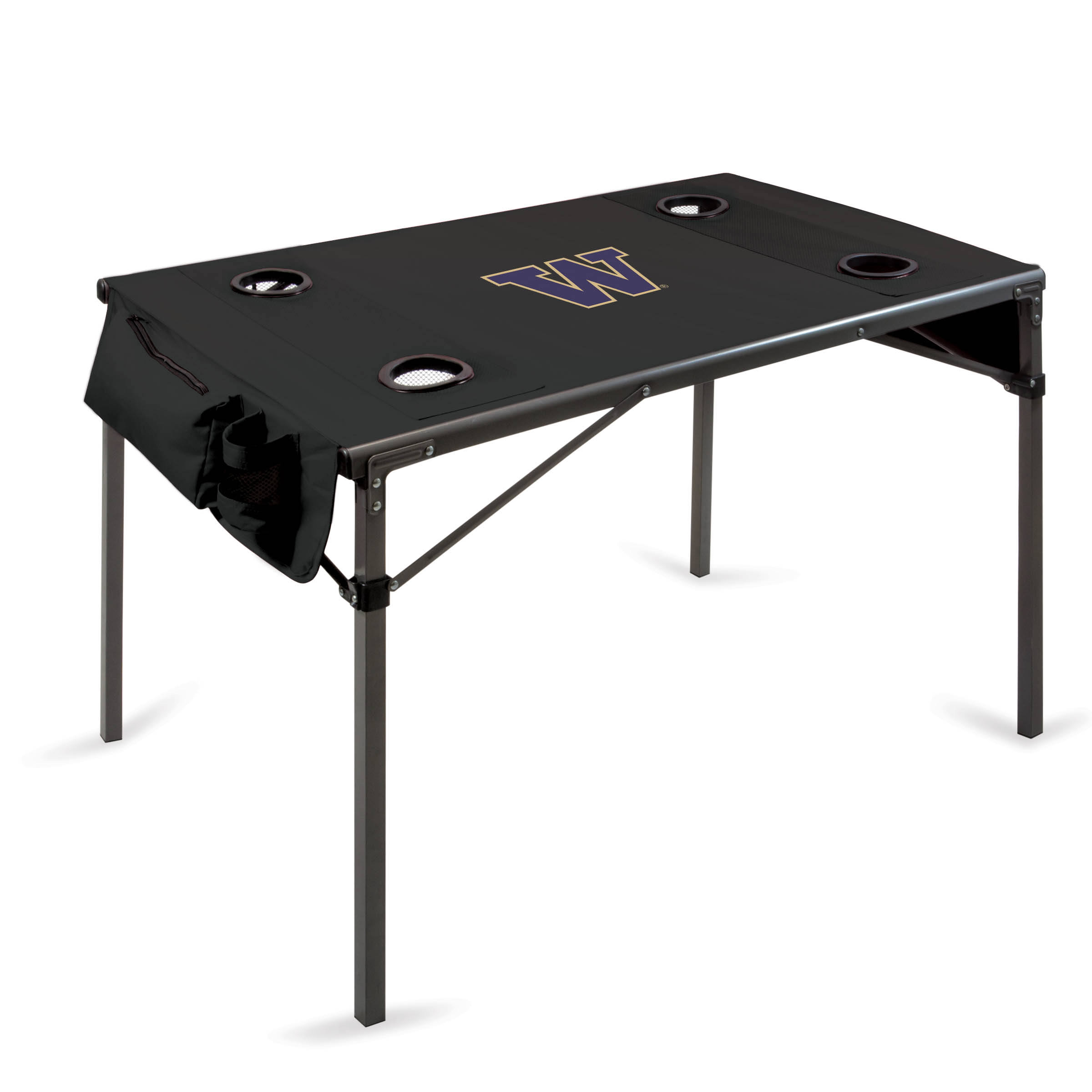 Black Washington Huskies Portable Folding Travel Table