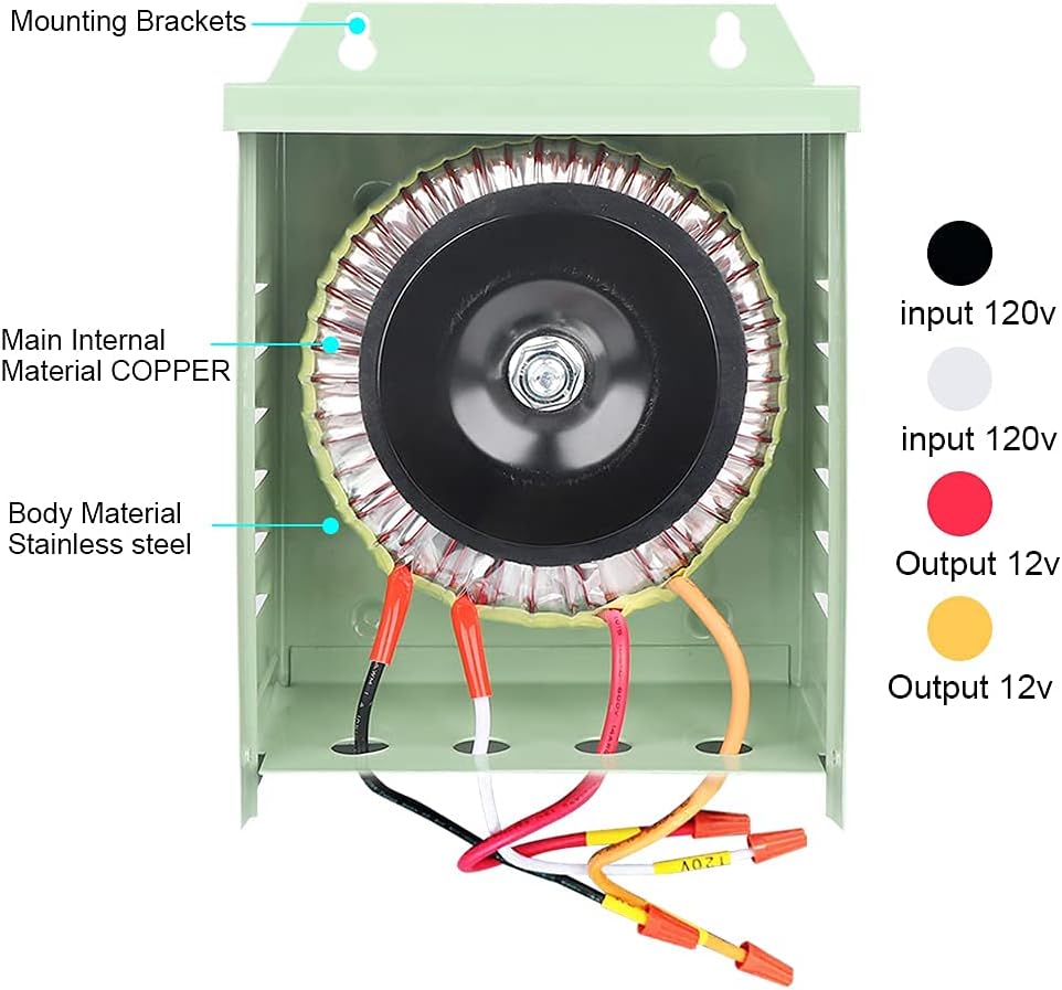 TCEUMIK 300W Pool Light Transformer 120V to 12V AC SPA Bulb Safety 300 Watt Rated Transformer for Indoor/Outdoor Swimming Pool/SPA/Inground Underwater Fixture/Submersible Light/Landscape Light Green