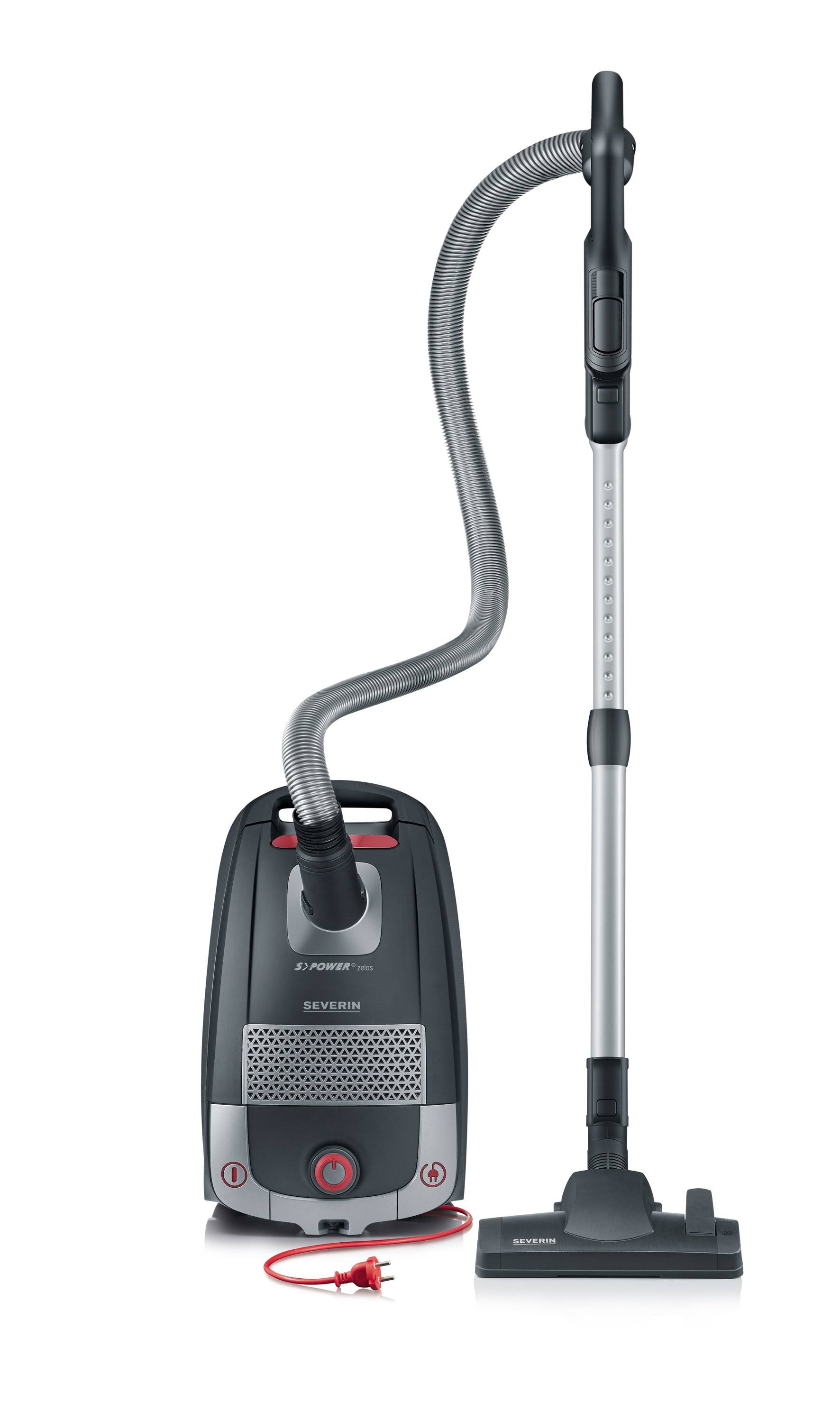 Severin S&Power Zelos Bagged Canister Vacuum Cleaner, Midnight Black
