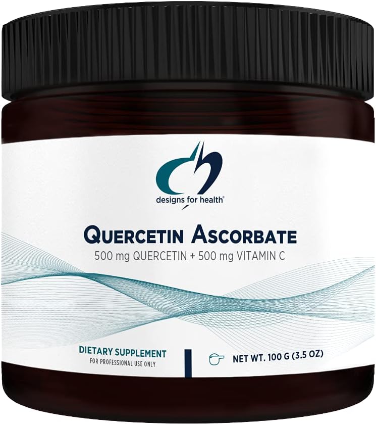 Designs for Health Quercetin-Ascorbate Powder - 500mg Quercetin Flavonoid Antioxidant Supplement - Vitamin C to Help Support Normal Histamine Response - Easy Drink Add-in, Vegan (100 Servings / 100g) Pack of 2