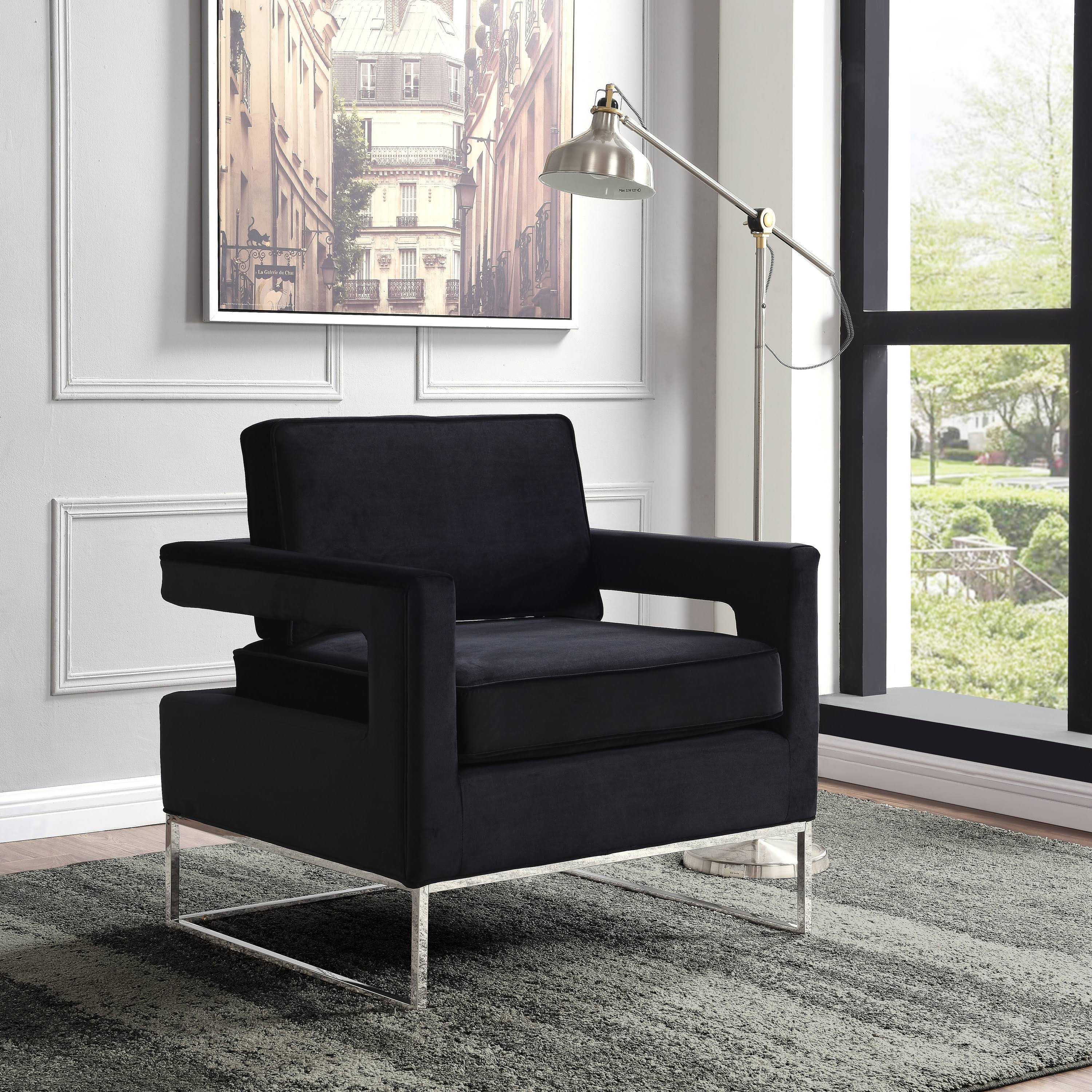 Meridian Noah Black Velvet Accent Chair