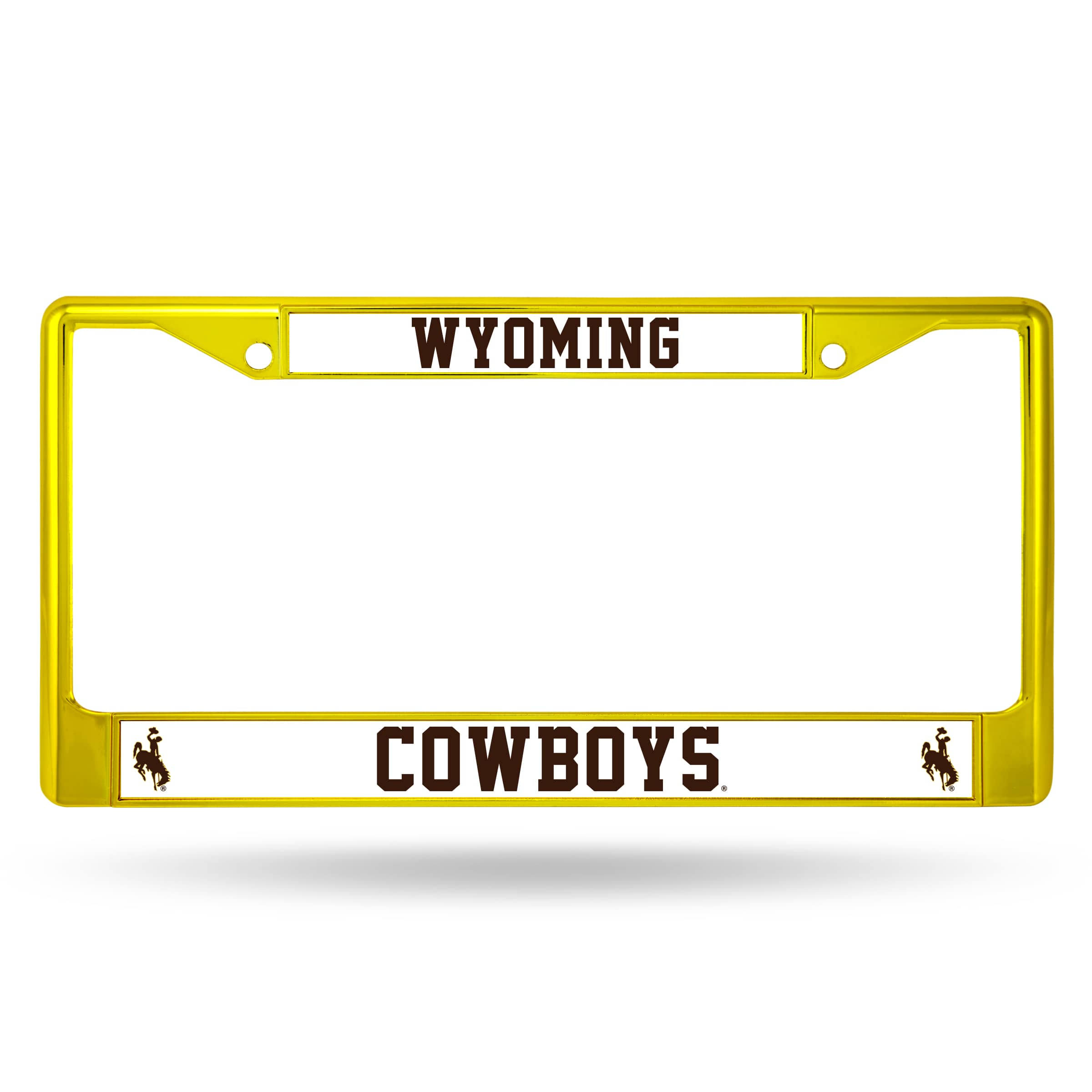 6 inch x 12 inch Gold Colored and Black College Wyoming Cowboys License Plate Cover