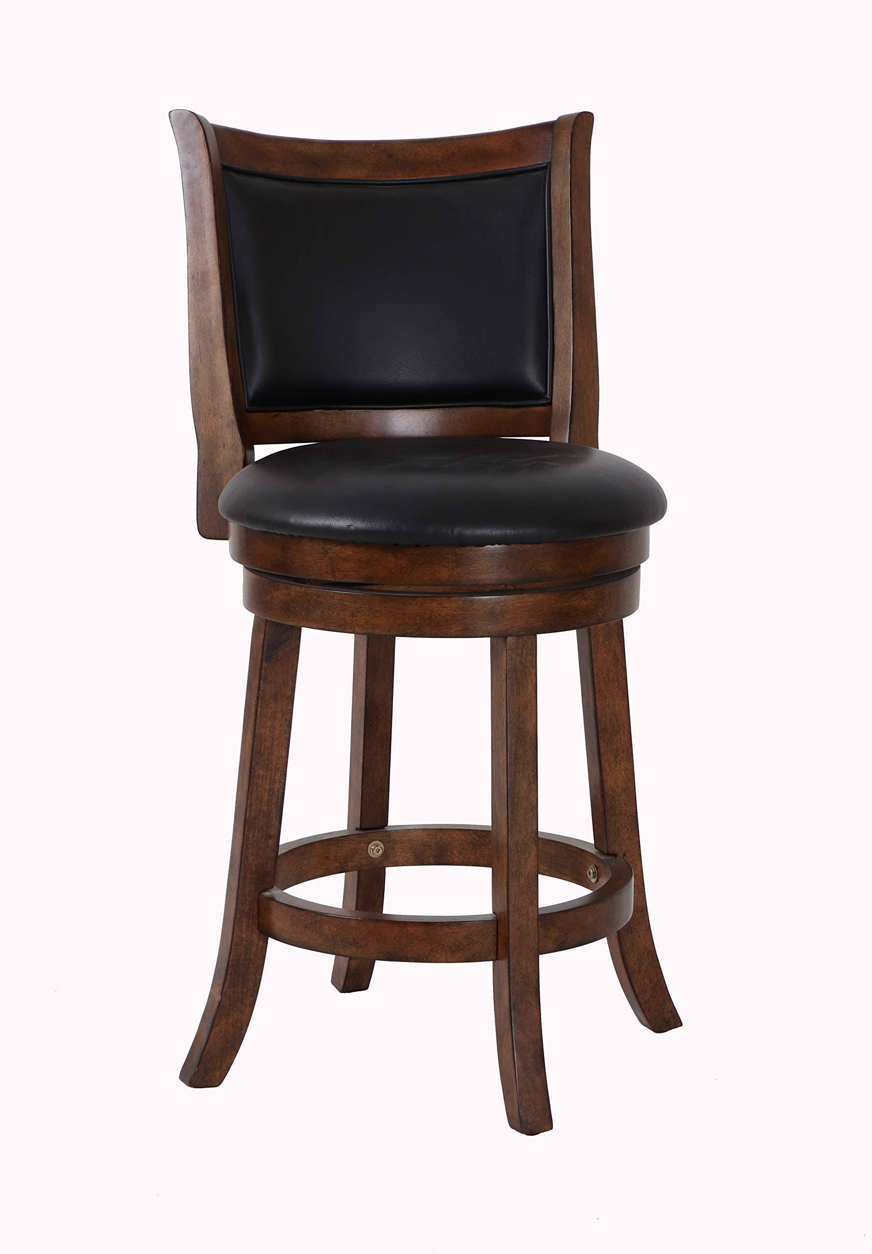 New Classic Furniture Bristol Dark Brown 24-Inch Counter Stool with PU SEAT, Brown u0026 Black