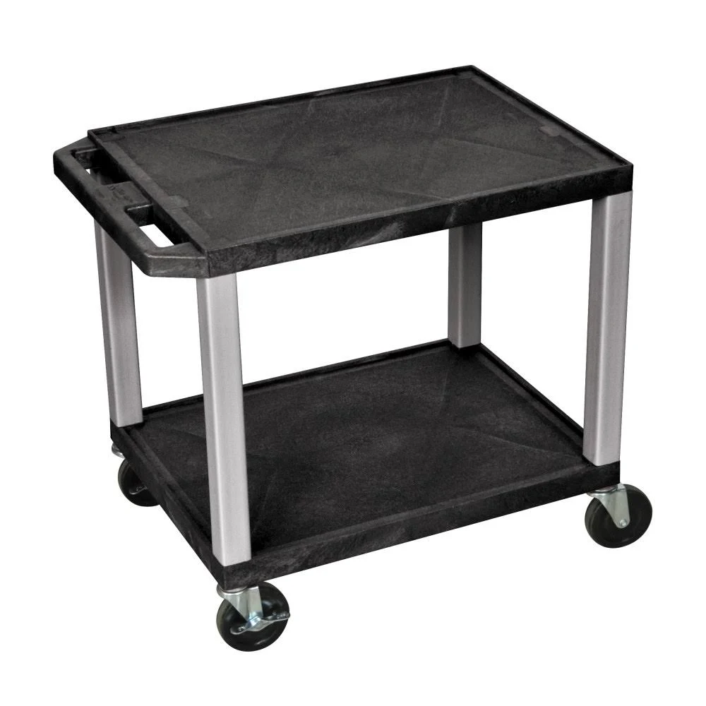 H. Wilson Tuffy 2-Shelf Plastic Utility Cart, 26x22H x 19x22W x 16x22D, Blac