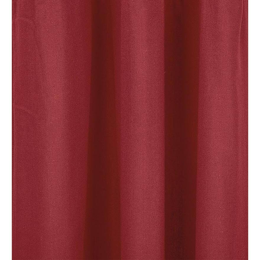 Homespun Double-Lined Back Tab Window Panel w/ Wand, Red