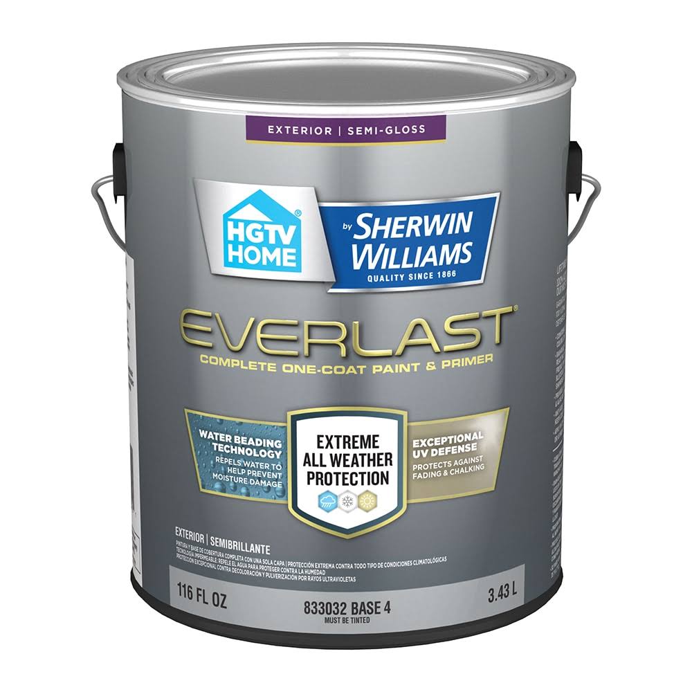 HGTV Home by Sherwin-Williams Everlast Base 4 Semi-Gloss Exterior Tintable Paint (Actual Net Contents: 116-Fl oz) Ev0015
