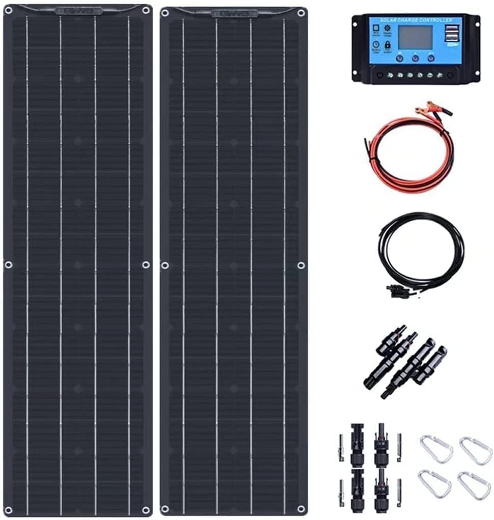 AQWSD Solar Panel 600W 2 &times; 300W PET Flexible Solar Panel Portable Mono Solar Battery Charger with Controller for Car Yacht Battery Boat,with 40A Controller