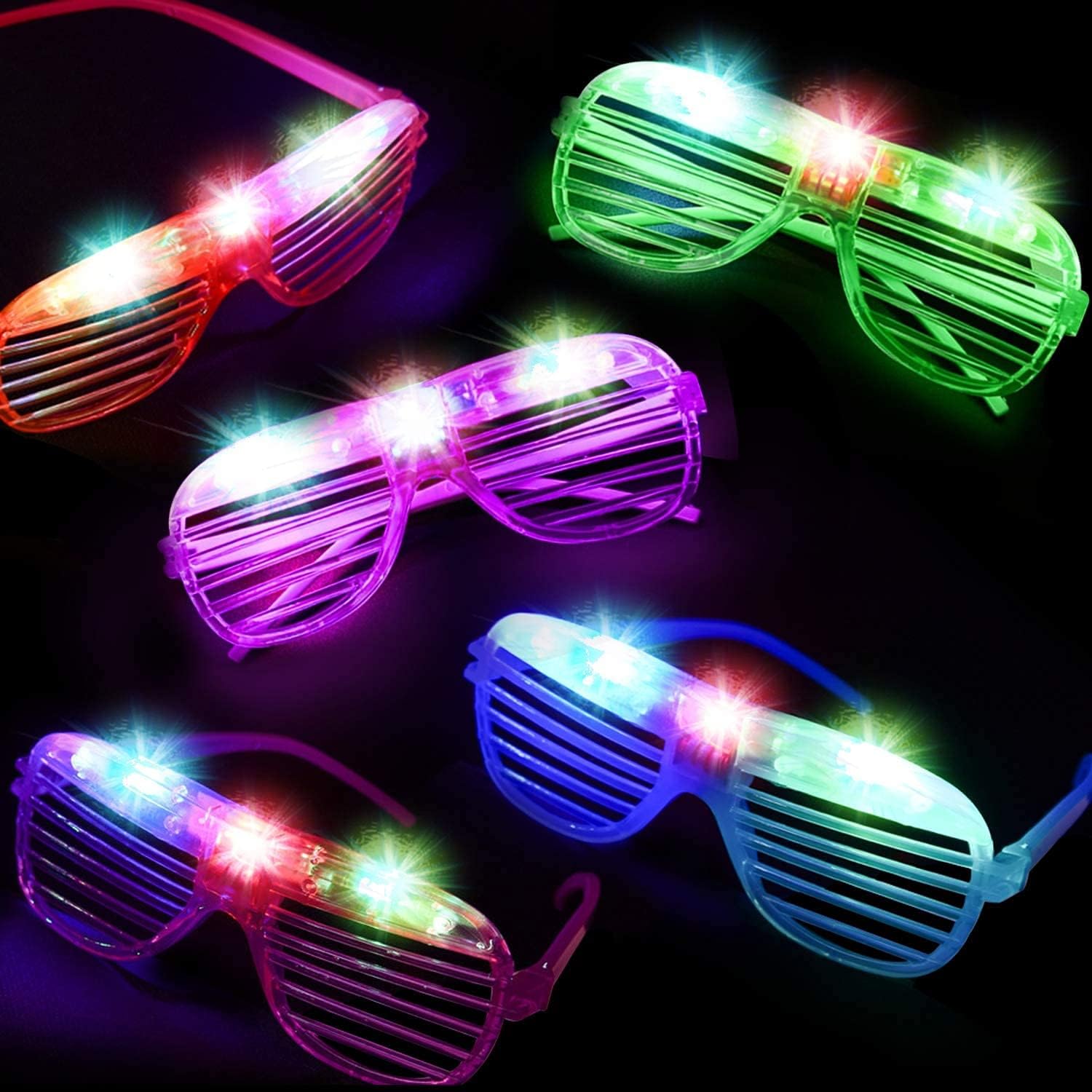 iGeeKid 50 Pack LED Glasses Light Up Party Glasses Glow in The Dark Party Supplies Shutter Shades Neon Flashing Glasses Carnival Sunglasses Party Favor for Kids Birthday Wedding Costume