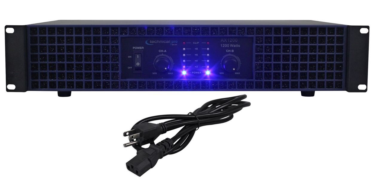 Technical Pro AX1200 1200 Watt 2-Channel Amplifier 2U Rack DJ Power Amp