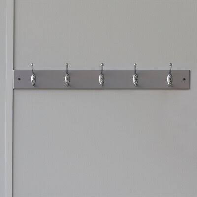 Ambo 5 - Hook Wall Mounted Coat Rack in Silver Ebern Designs