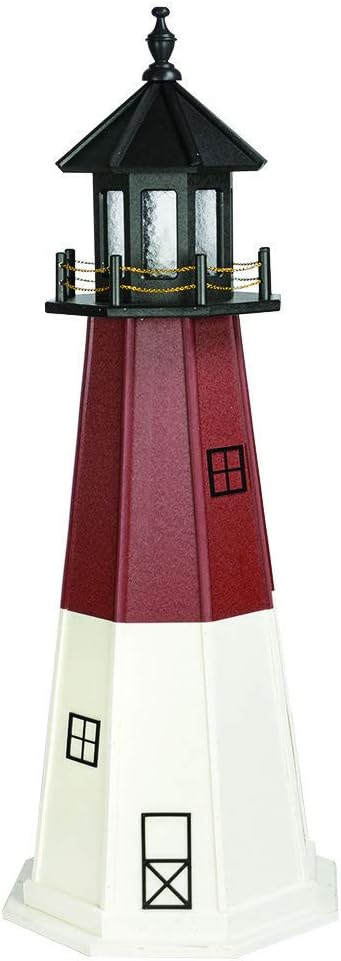 DutchCrafters Decorative Lighthouse - Poly, Barnegat Style (Cherrywood/White/Black, 3)