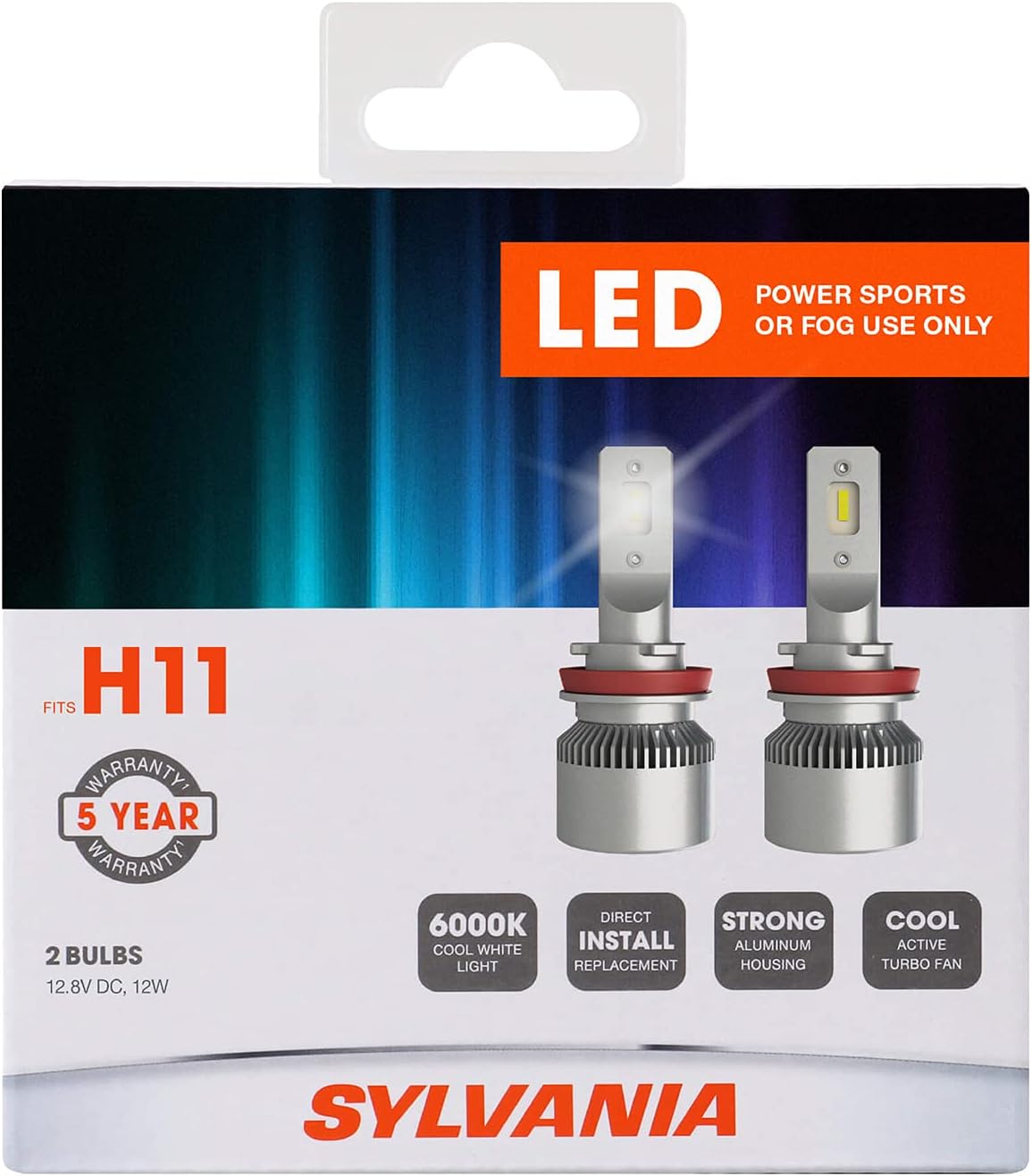 Sylvania H11 LED Powersport Headlight Bulbs for Off-Road Use or Fog Lights - 2 Pack