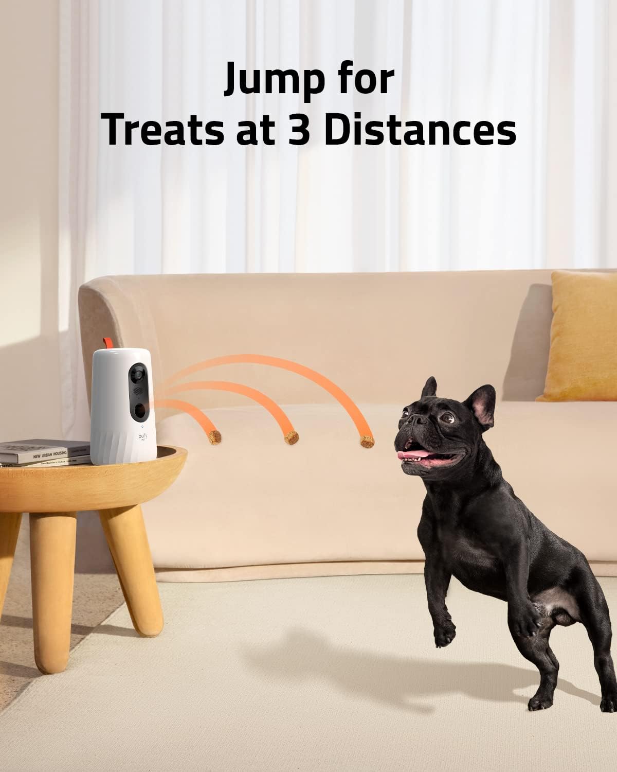 eufy Pet Dog Camera D605, 1080p Dog Camera with Phone App, Dog Treat Dispenser with 3-Distance Tossing, 270-Degree Rotatable Body, AI Motion Tracking, Night Vision, 2-Way Audio, 16GB Local Storage