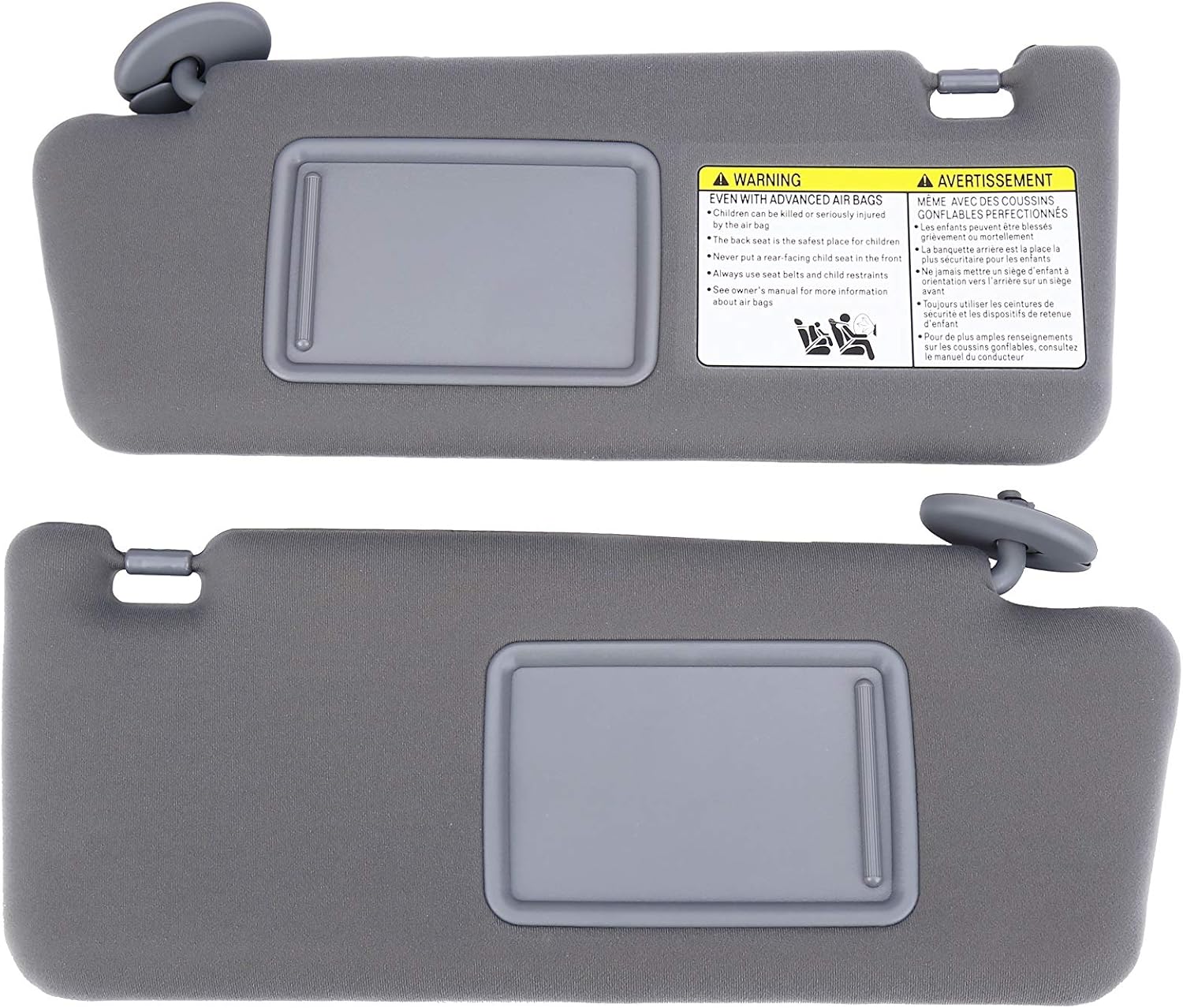 Driver and Passenger Side Sun Visor Set Gray Without Light - Left and Right Compatible with Toyota Tacoma 2005-2012 - Replaces 74320-35C10-B0,74320-04181-B1,74320-35B50-B0,74310-35C20-B0, 7431004111B1