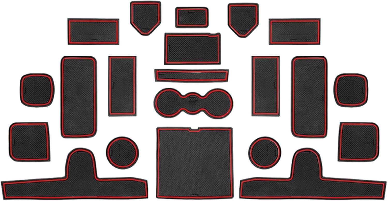 Ruiya Door Slot Pad for 2021+ Sorento MQ4 Cushion Non-Slip Gate Slot Pad Cup Mat Car Interior Automotive Decoration Fit Cup, Door, and Console Liner Accessories 21PCS/1SET (Red)